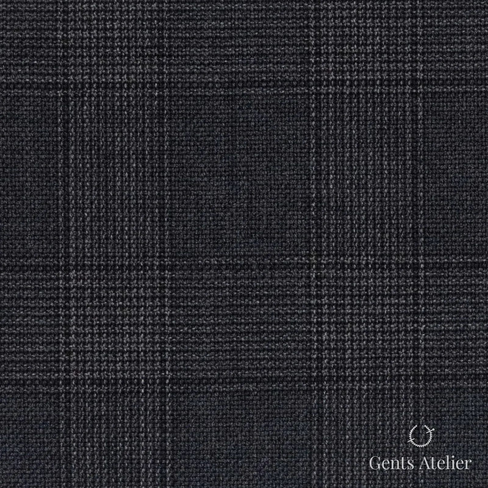 Костюмная ткань Marzoni 607 - 628 / 900 — Антрацит / Серый, оконная клетка, 100% шерсть