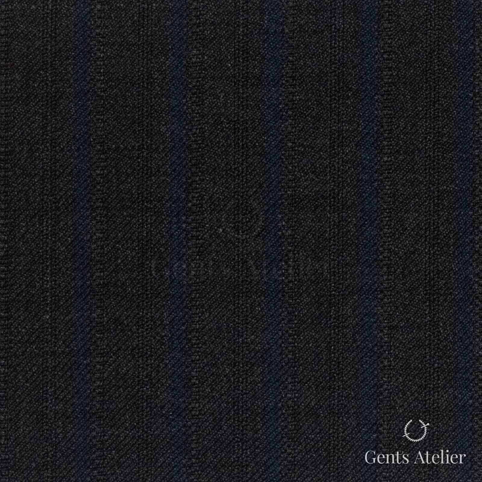 Костюмная ткань Marzoni 607 - 854 / 1000 — Серый / Emerald green, полоса, 100% шерсть