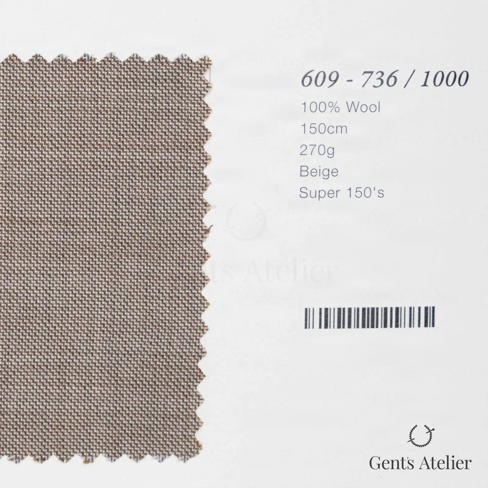 Образец ткани Marzoni 609 - 736 / 1000 с этикеткой — Бежевый