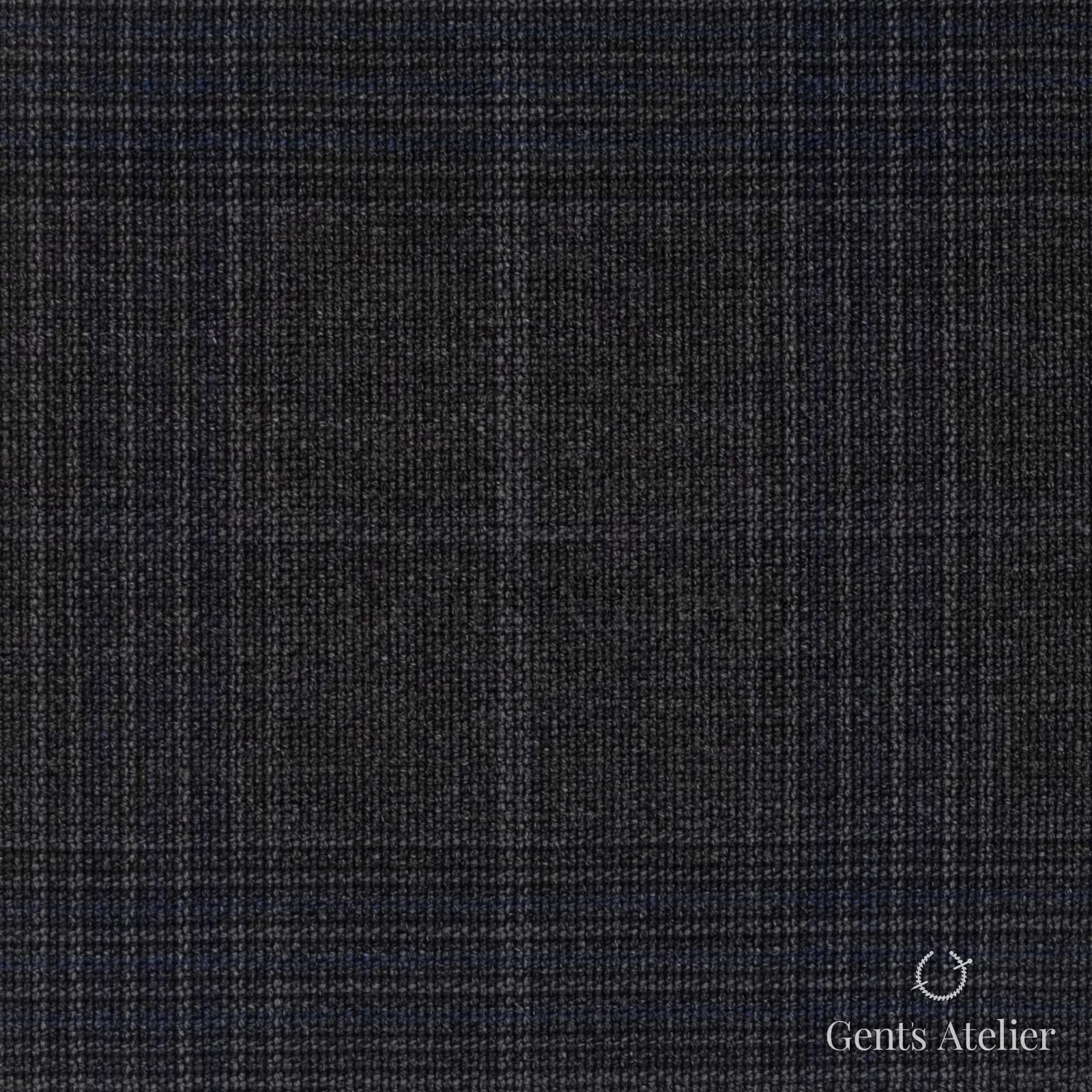 Костюмная ткань Marzoni 609 - 838 / 1000 — Серый / Синий, оконная клетка, 100% шерсть