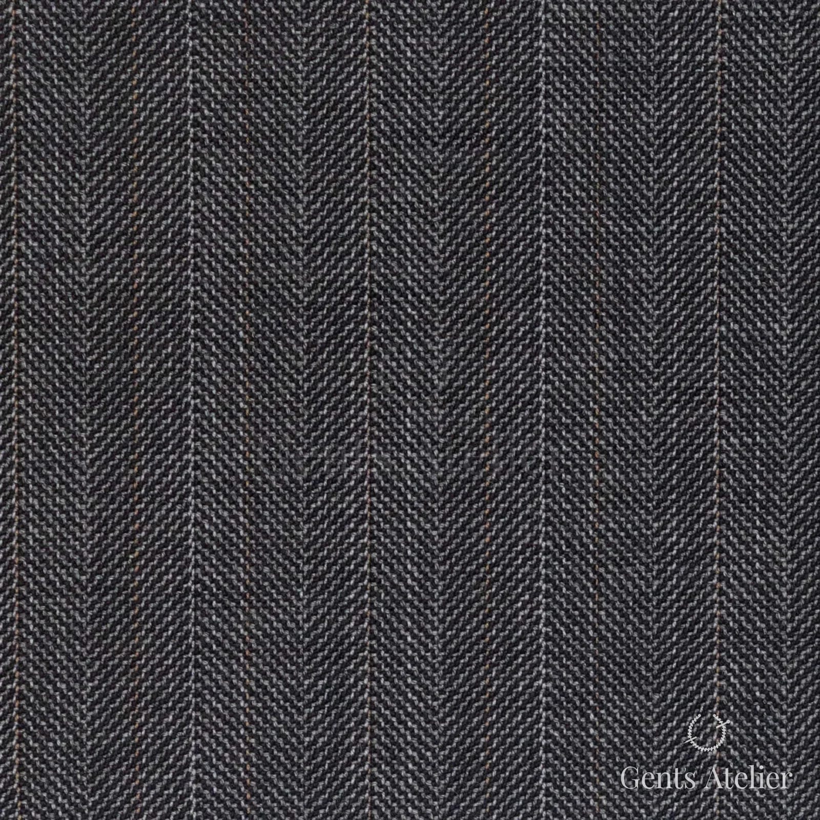 Костюмная ткань Marzoni 609 - 873 / 1000 — Серый / Orange, ёлочка, 100% шерсть