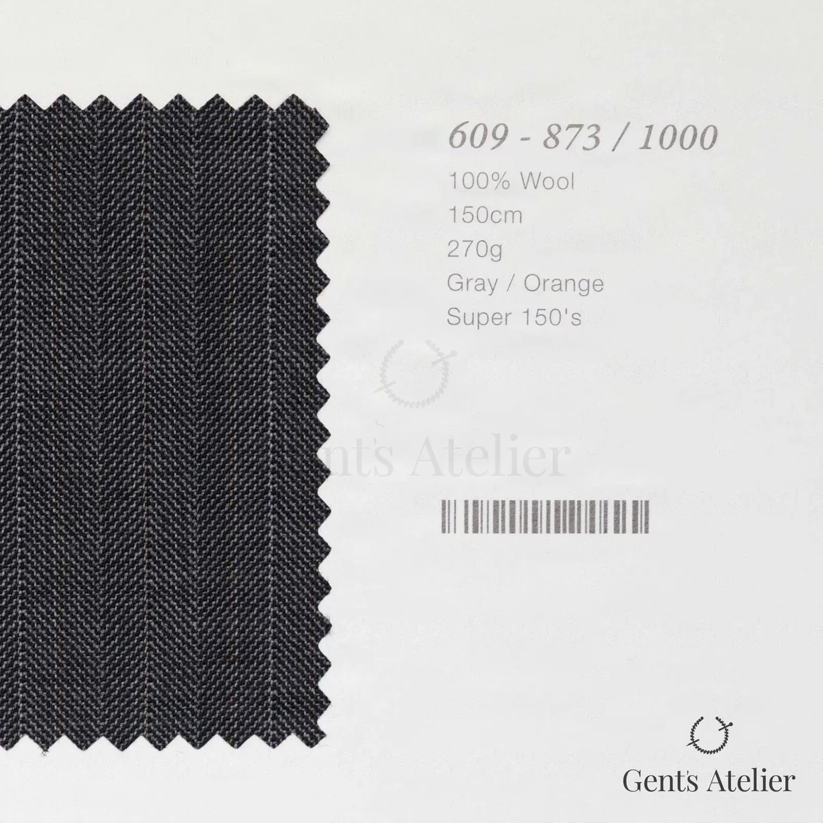 Образец ткани Marzoni 609 - 873 / 1000 с этикеткой — Серый / Orange
