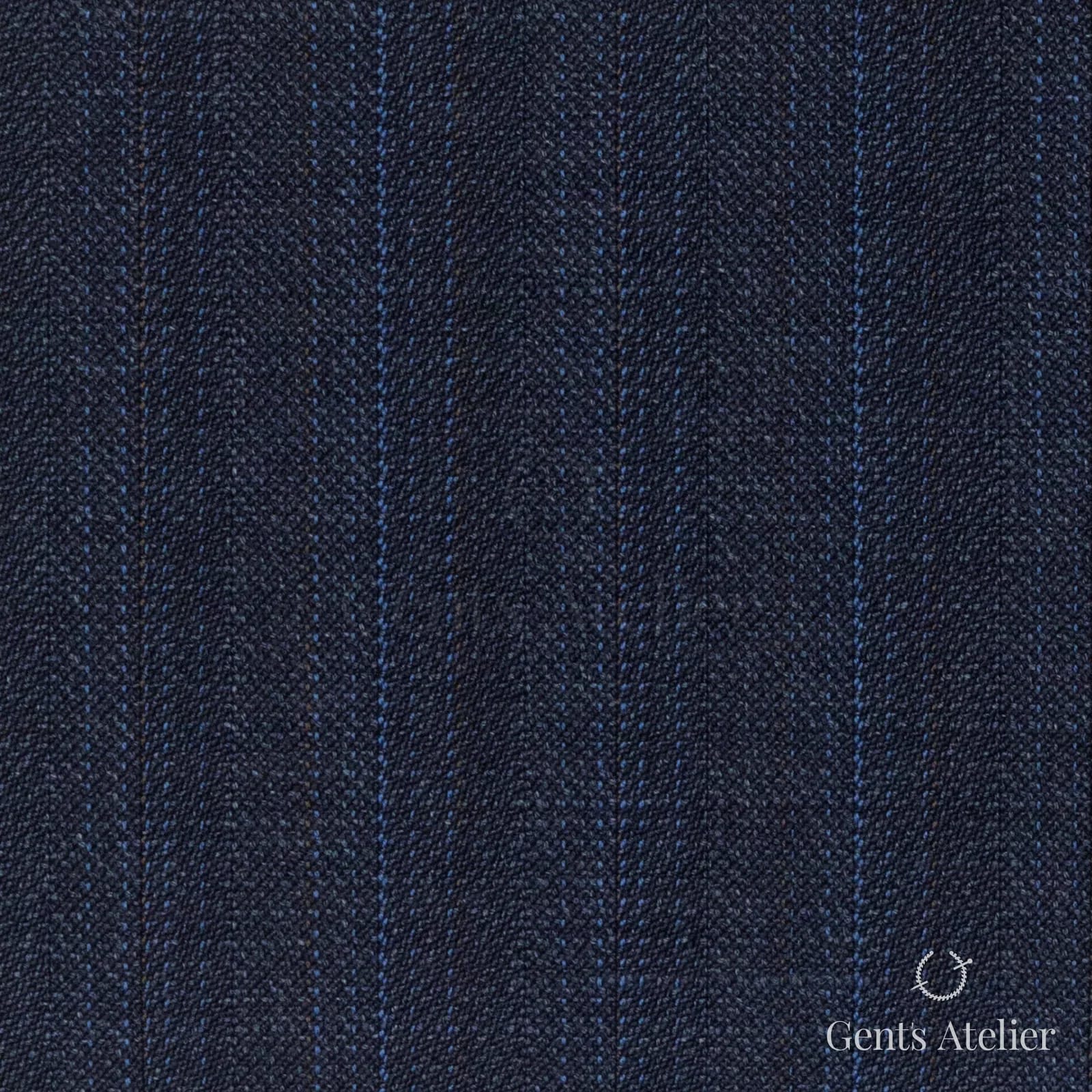 Костюмная ткань Marzoni 609 - 874 / 1000 — Тёмно-синий / Синий, полоса, 100% шерсть