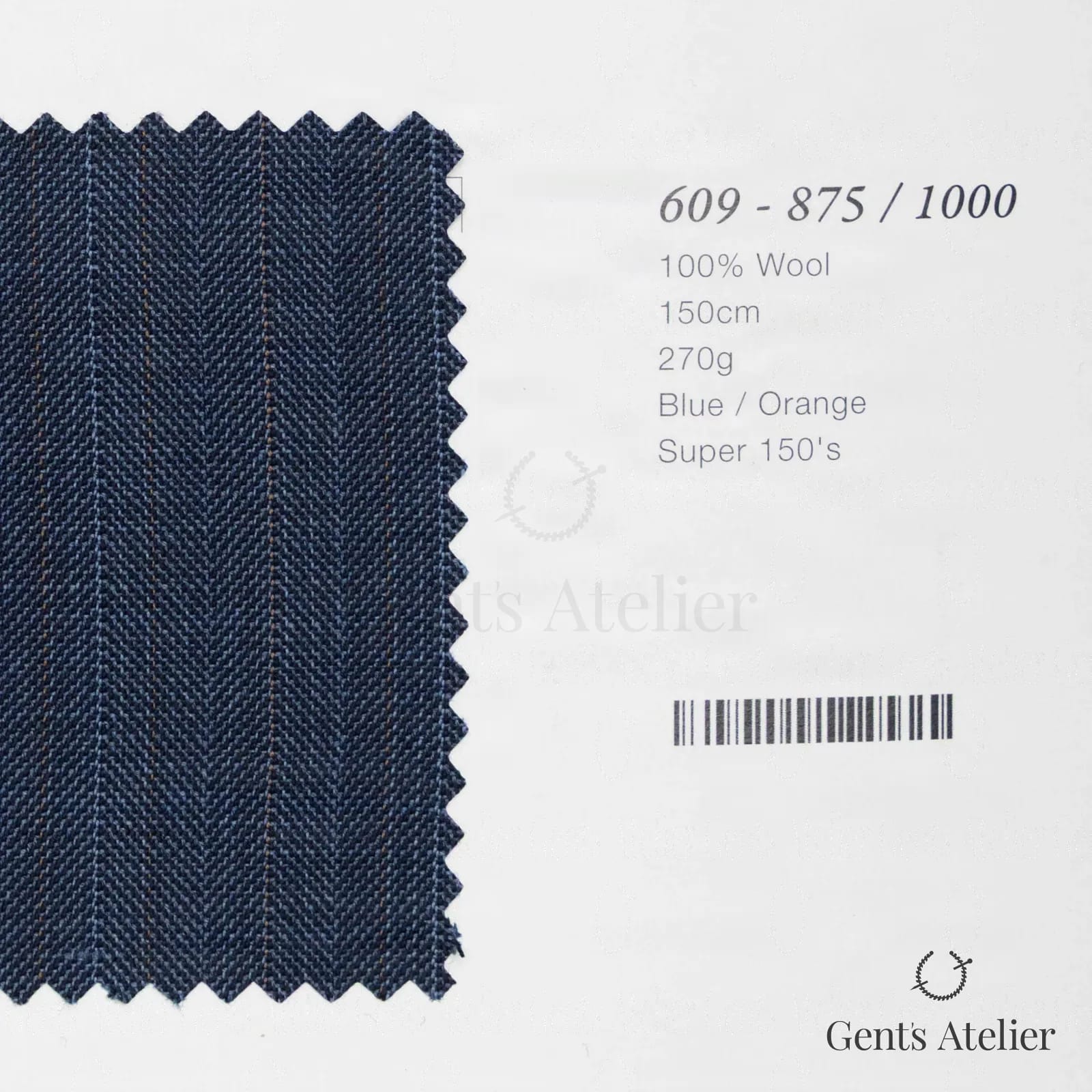 Образец ткани Marzoni 609 - 875 / 1000 с этикеткой — Синий / Orange