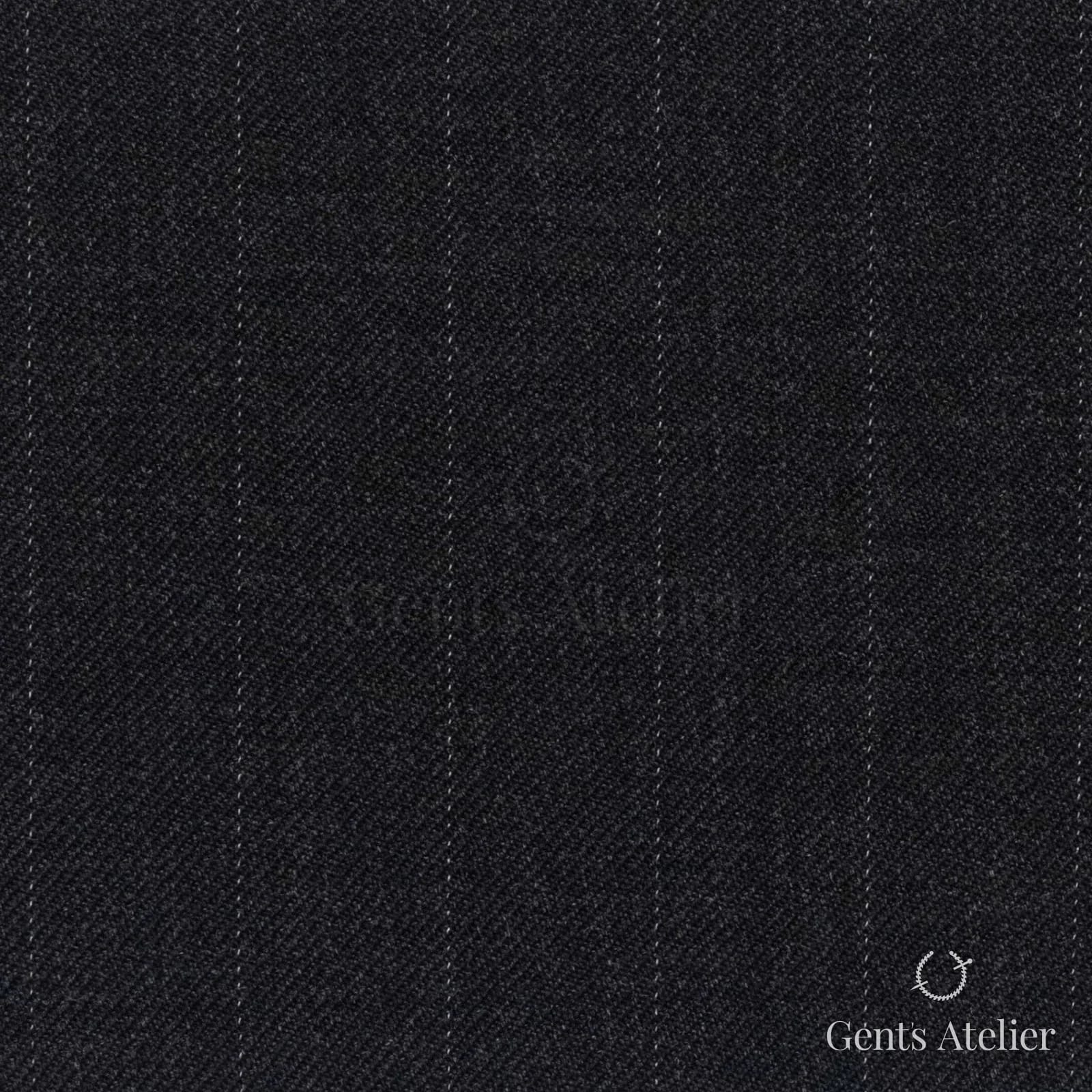 Костюмная ткань Marzoni 609 - 891 / 1200 — Антрацит / Белый, полоса, 100% шерсть