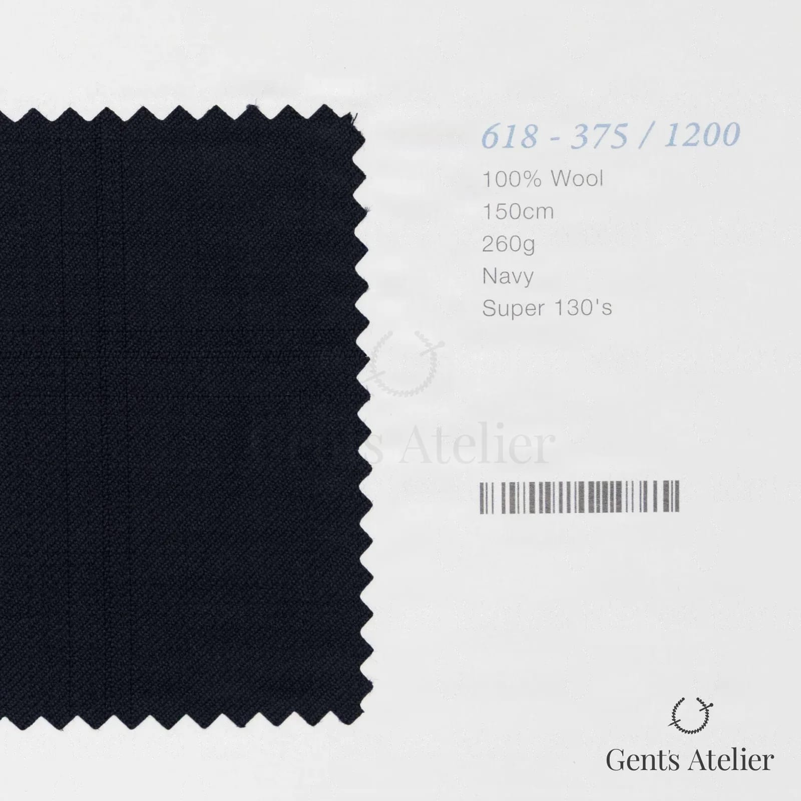Образец ткани Marzoni 618 - 375 / 1200 с этикеткой — Тёмно-синий