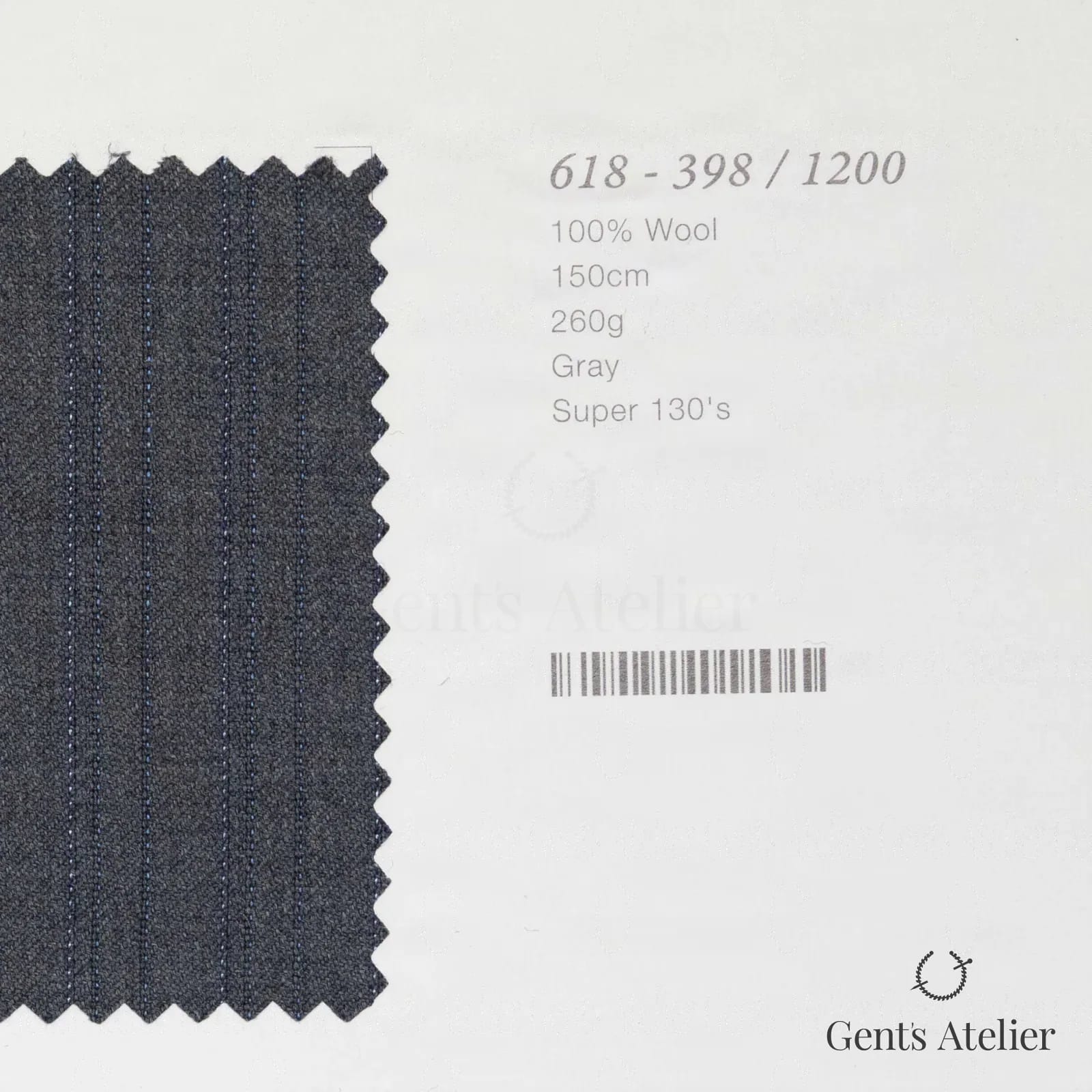 Образец ткани Marzoni 618 - 398 / 1200 с этикеткой — Серый