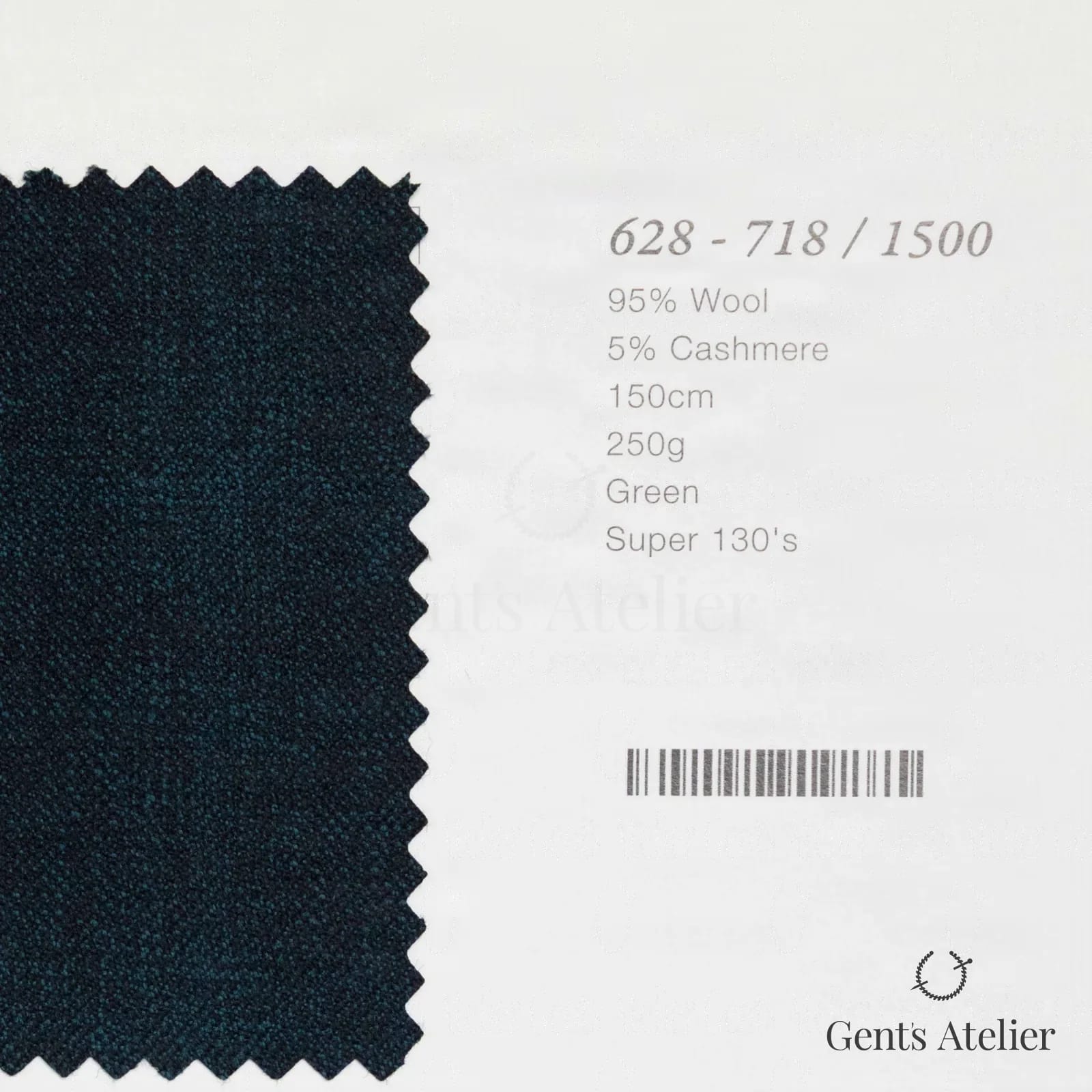Образец ткани Marzoni 628 - 718 / 1500 с этикеткой — Зелёный