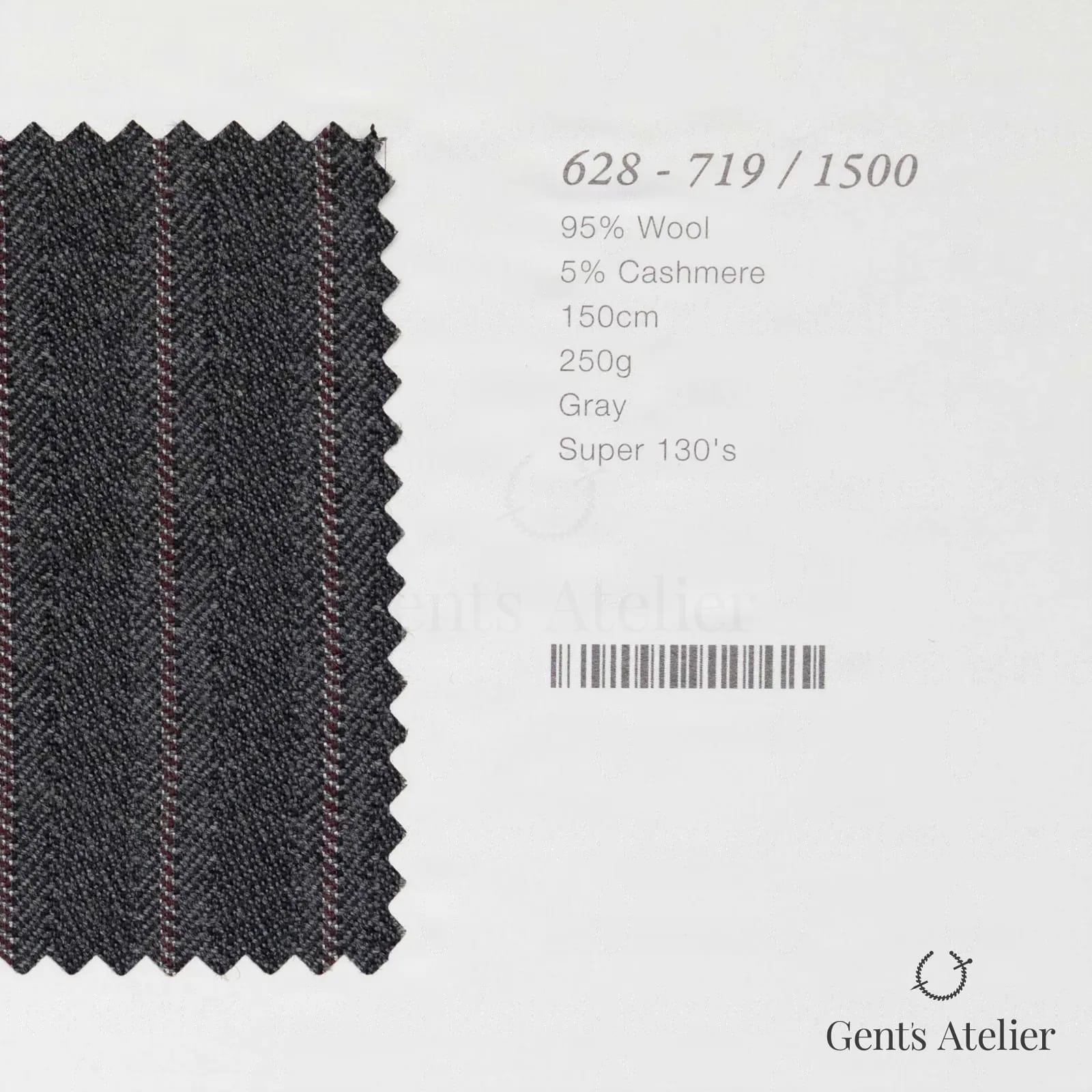 Образец ткани Marzoni 628 - 719 / 1500 с этикеткой — Серый