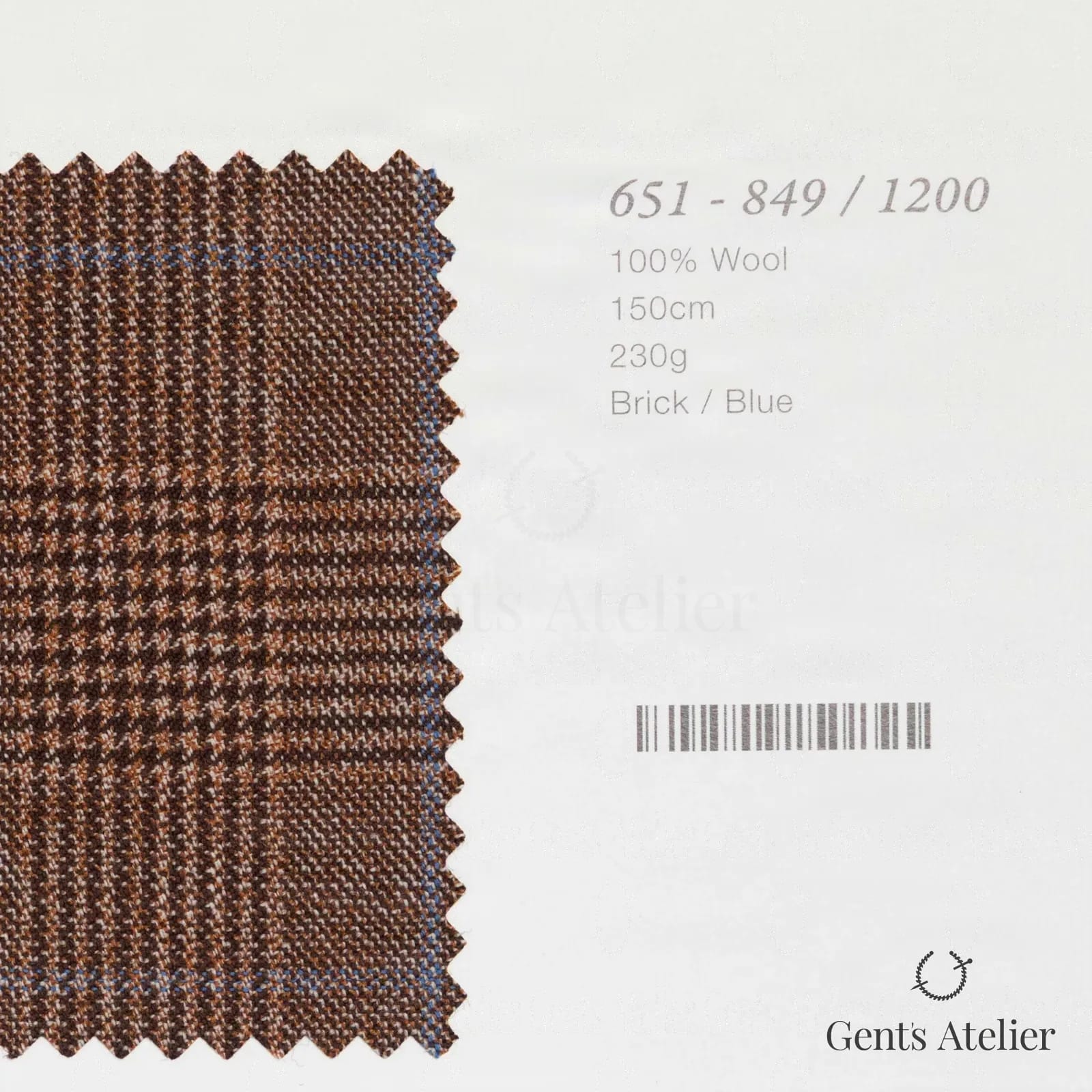 Образец ткани Marzoni 651 - 849 / 1200 с этикеткой — Brick / Синий