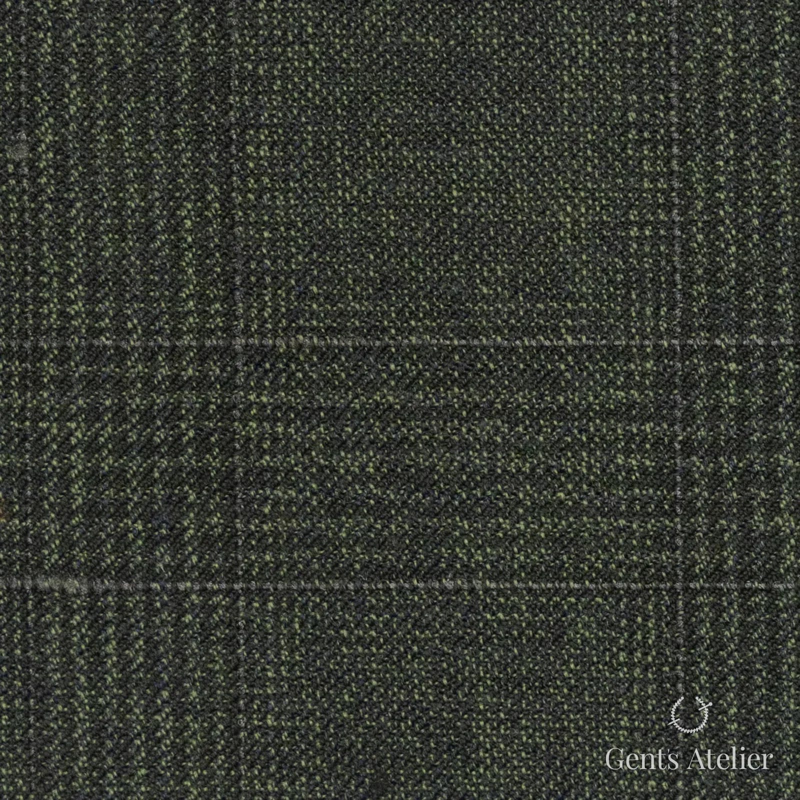 Костюмная ткань Marzoni 651 - 862 / 1200 — Оливковый, оконная клетка, 100% шерсть