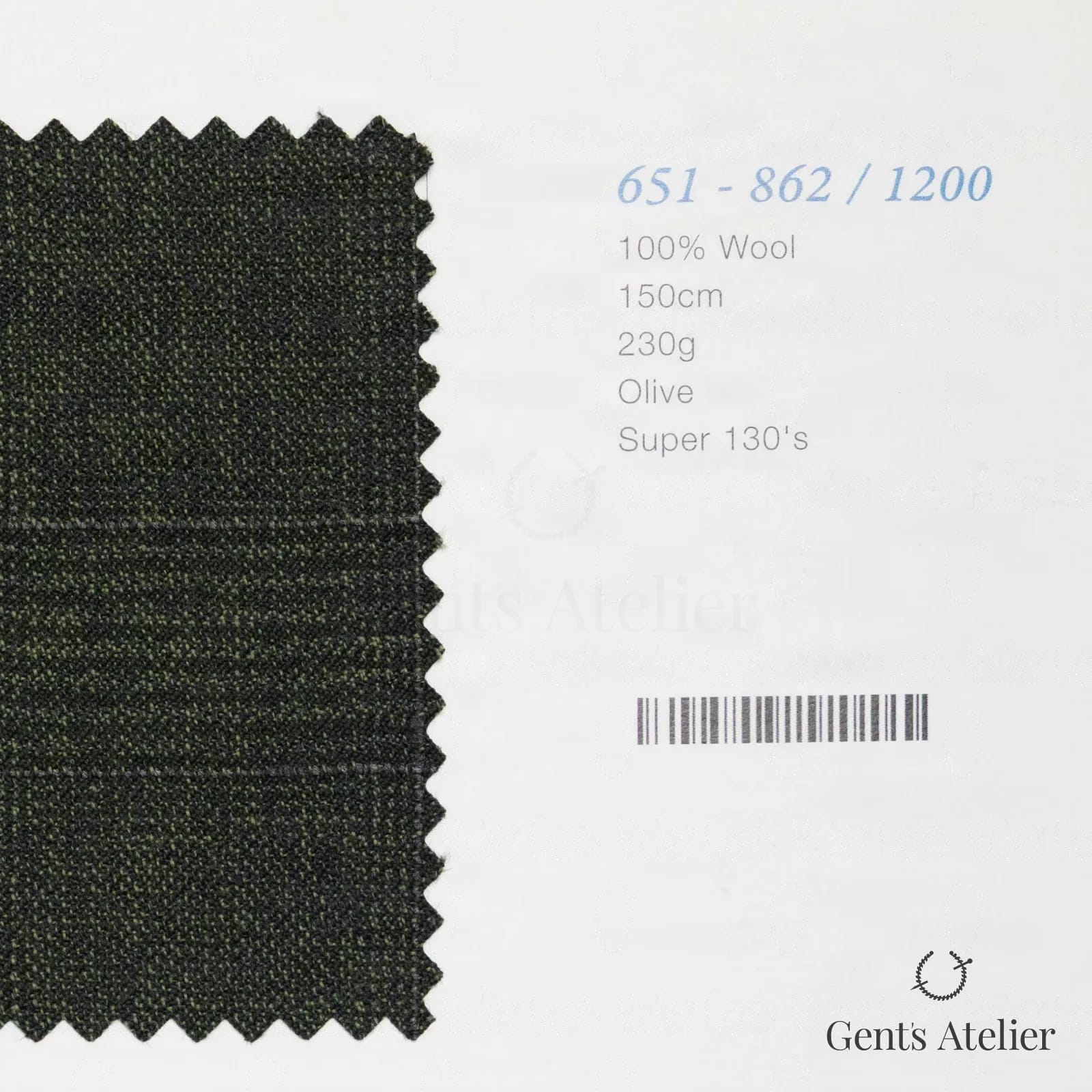 Образец ткани Marzoni 651 - 862 / 1200 с этикеткой — Оливковый