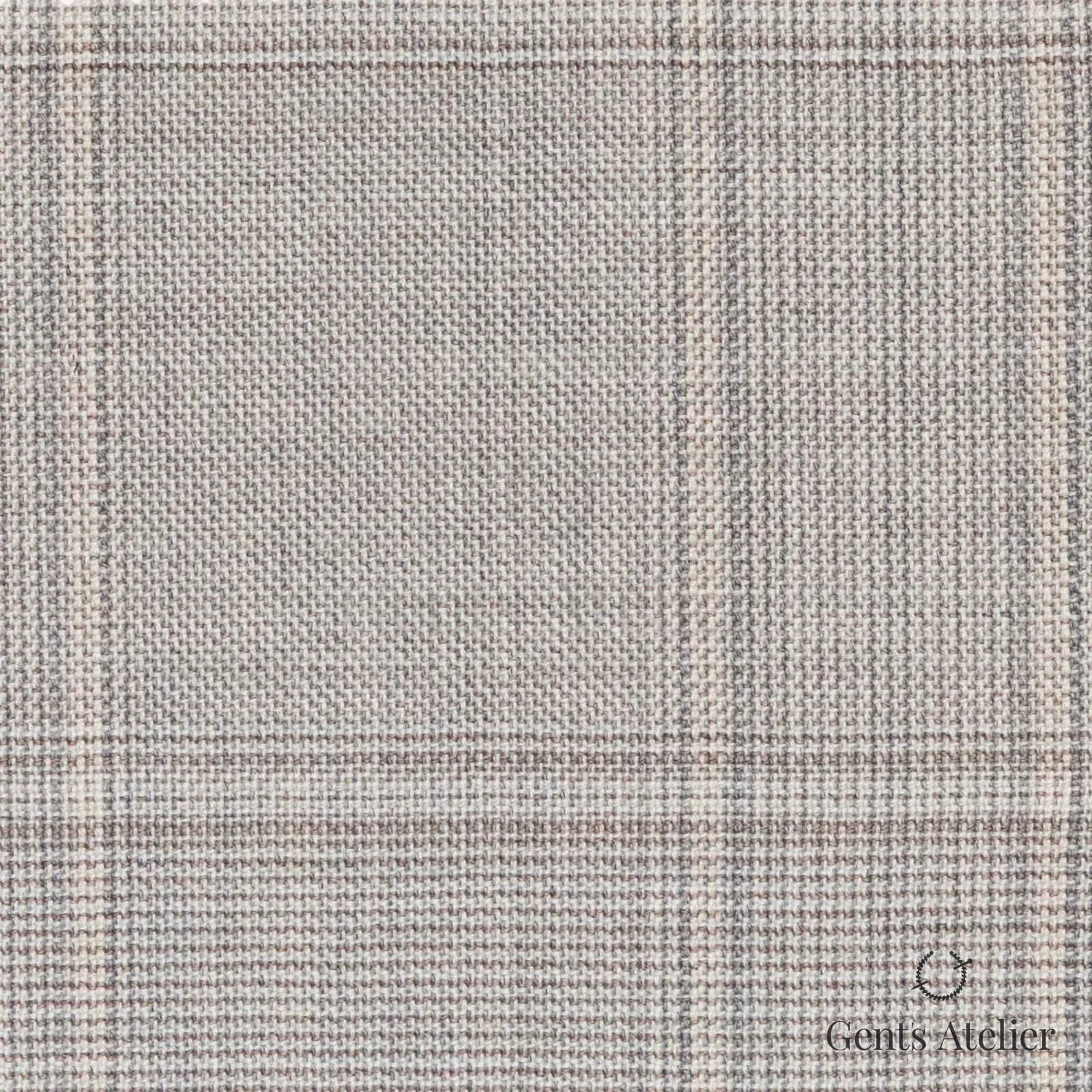 Костюмная ткань Marzoni 723 - 189 / 1100 — Бежевый, оконная клетка, 100% шерсть