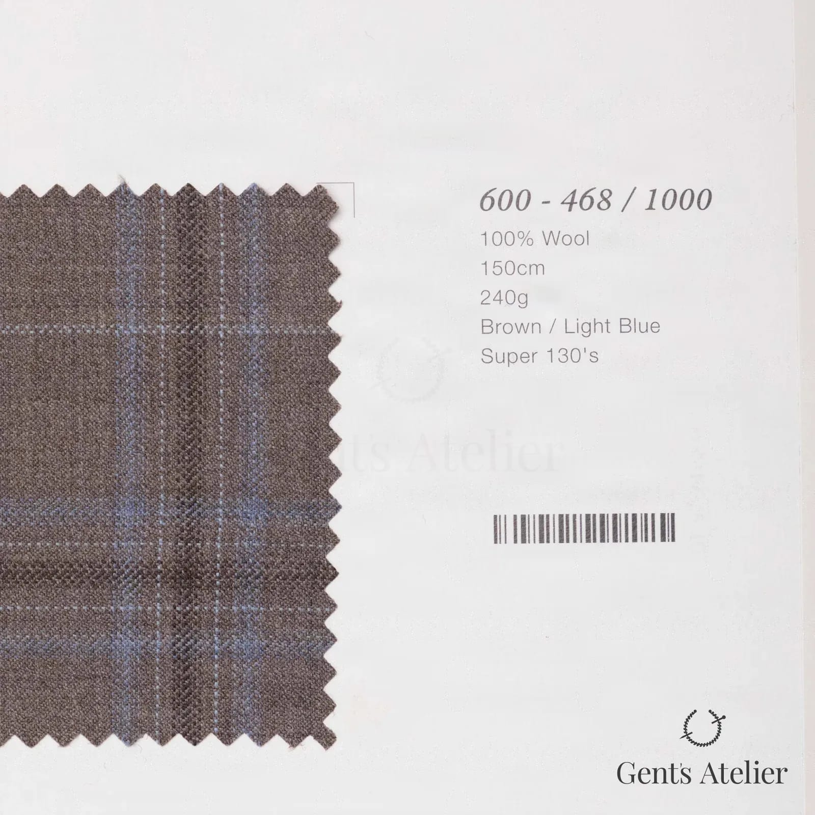 Образец ткани Marzoni 600 - 468 / 1000 с этикеткой — Коричневый / Голубой