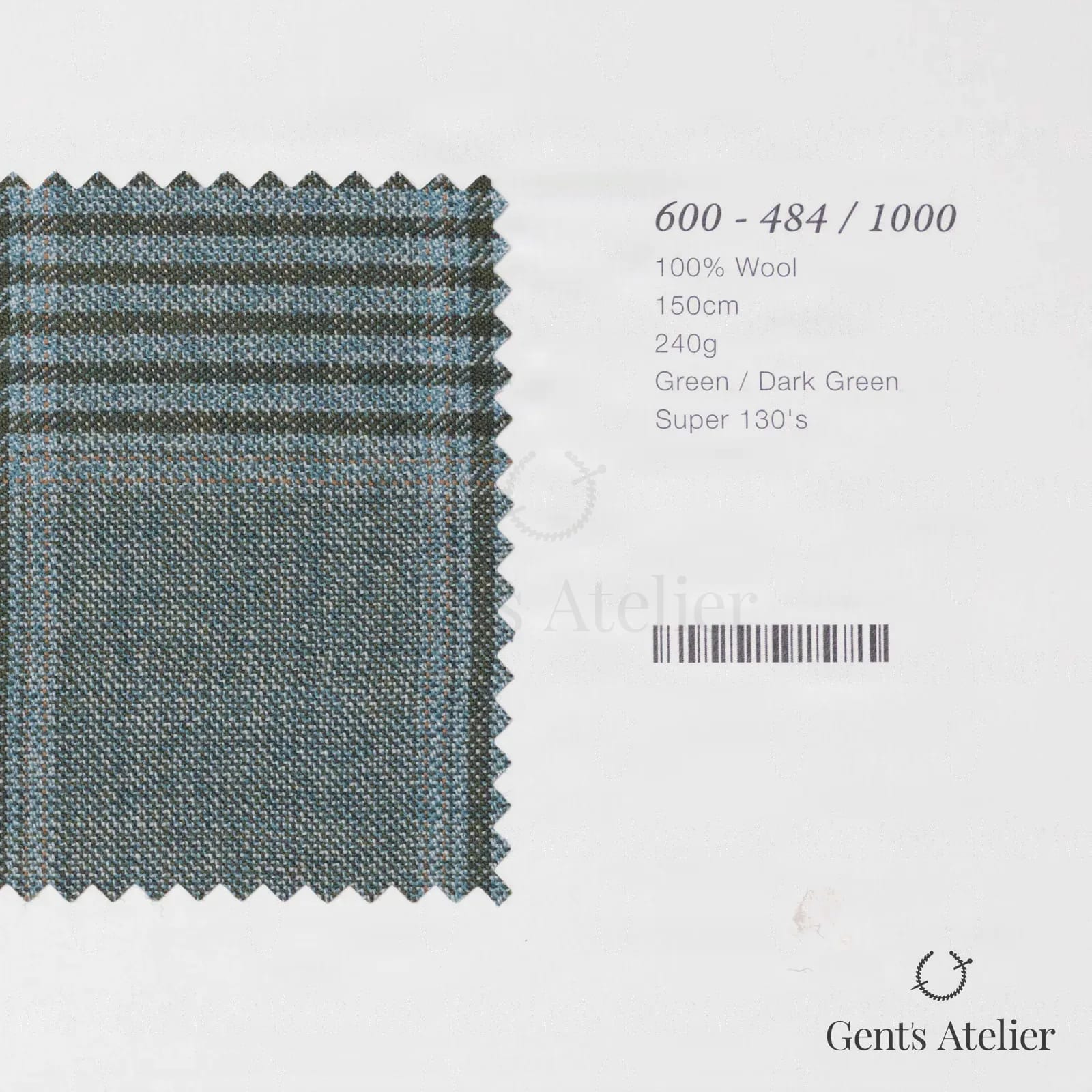 Образец ткани Marzoni 600 - 484 / 1000 с этикеткой — Зелёный / Dark Green