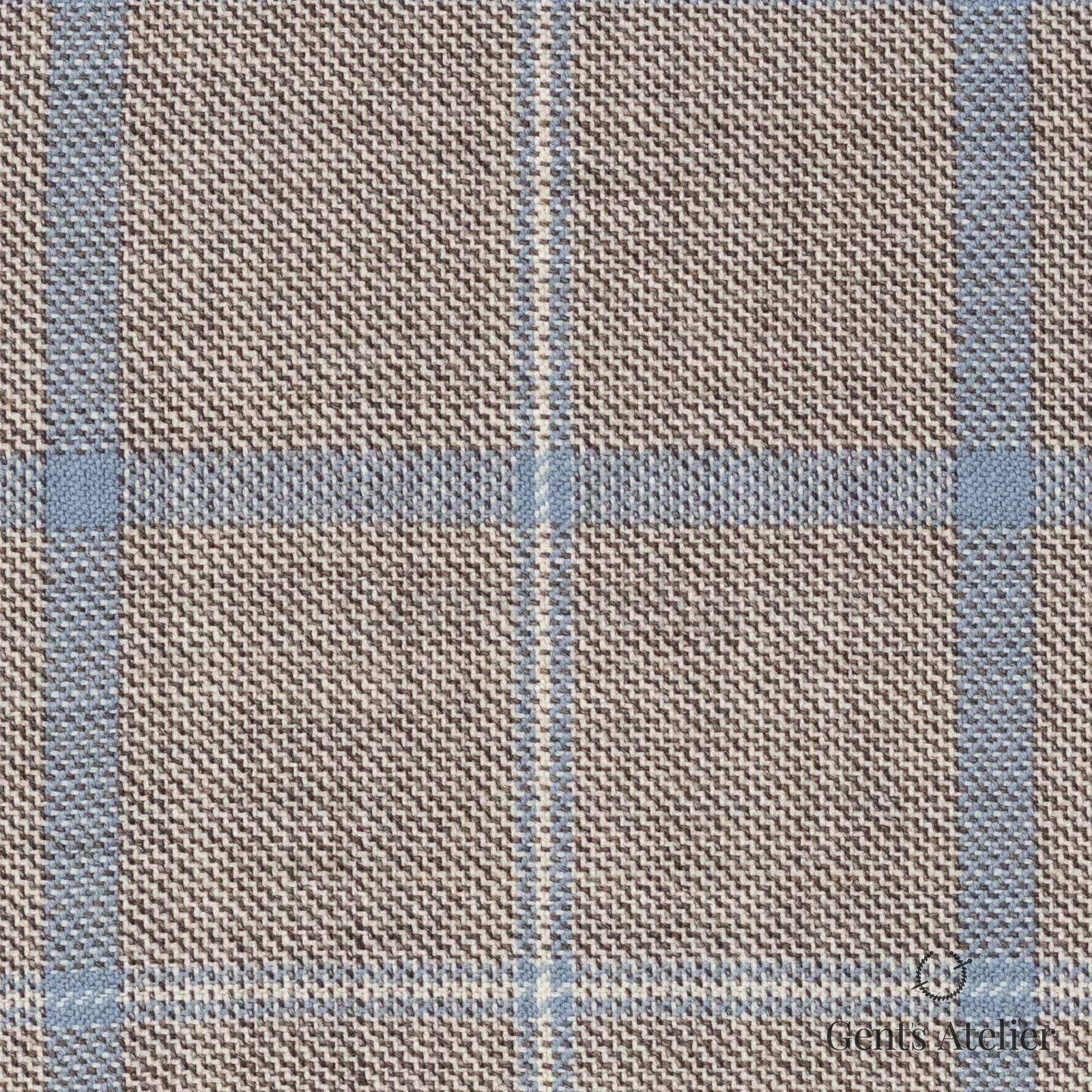 Костюмная ткань Marzoni 600 - 488 / 1000 — Тауп / Синий, оконная клетка, 100% шерсть