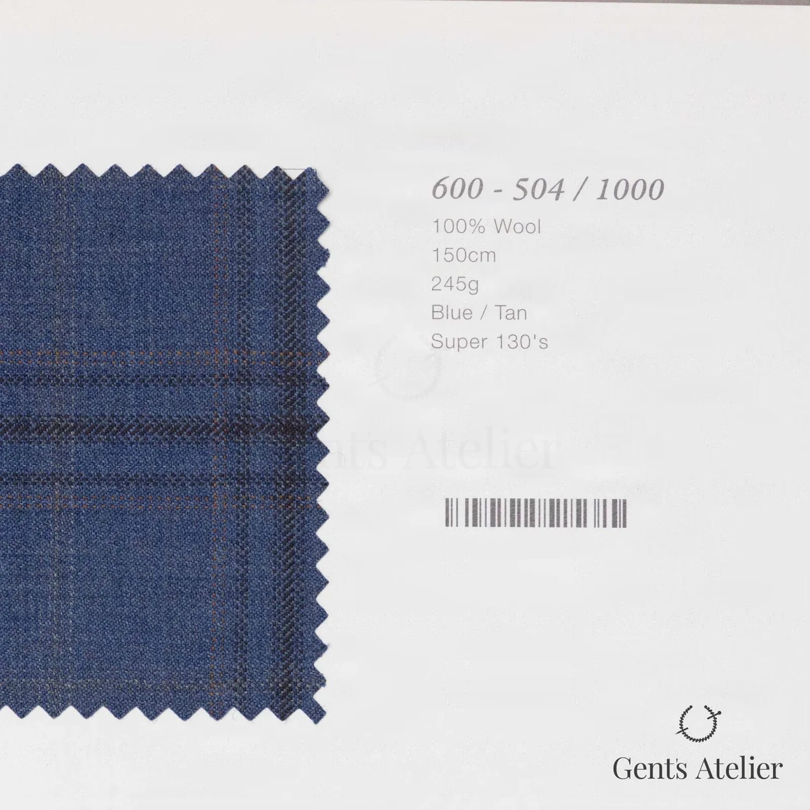 Образец ткани Marzoni 600 - 504 / 1000 с этикеткой — Синий / Tan