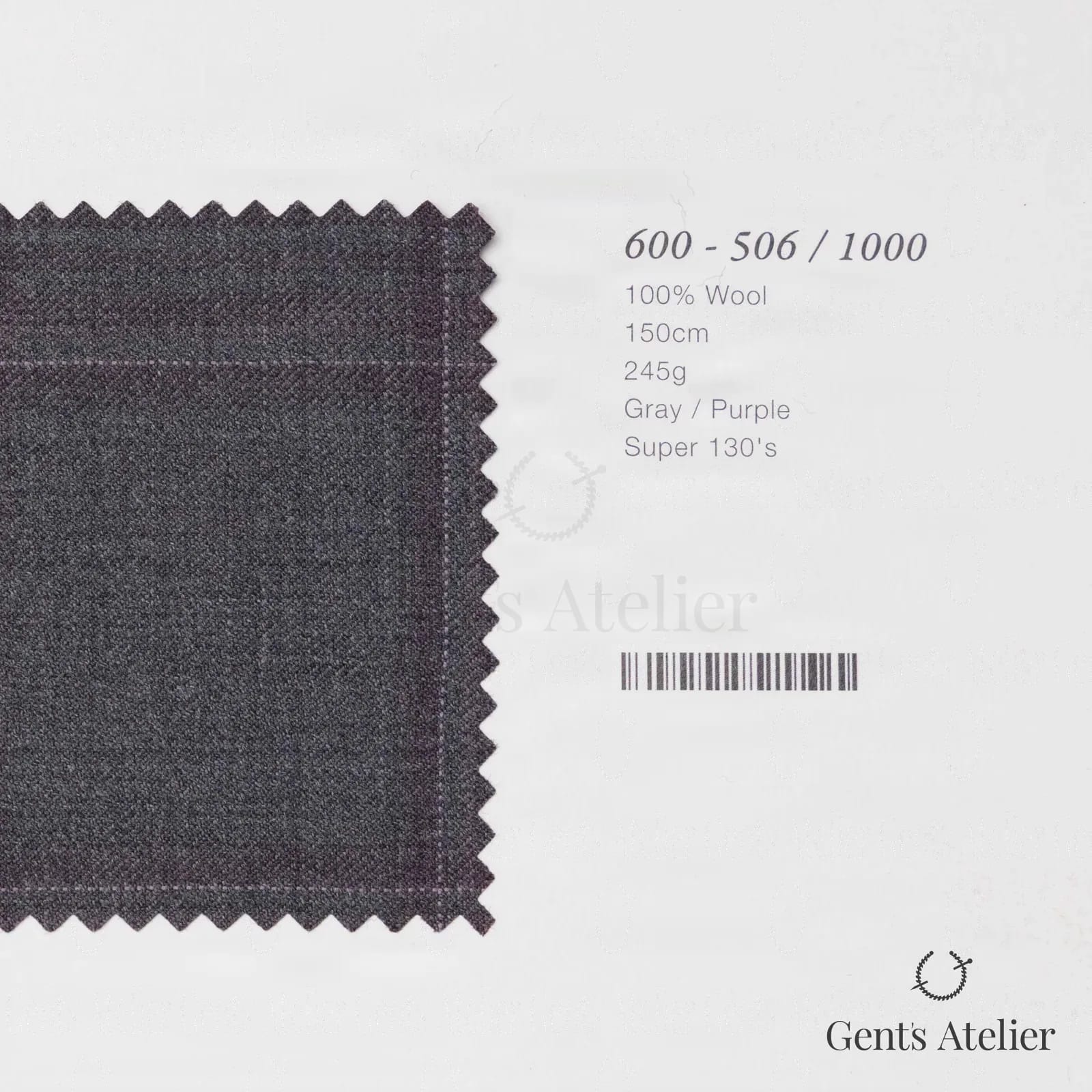 Образец ткани Marzoni 600 - 506 / 1000 с этикеткой — Серый / Фиолетовый