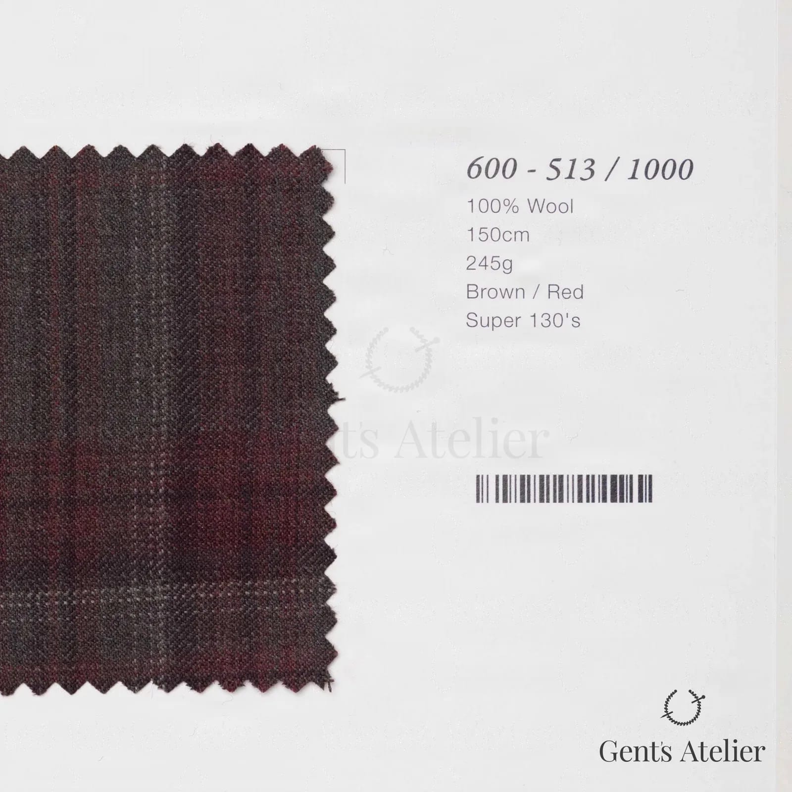 Образец ткани Marzoni 600 - 513 / 1000 с этикеткой — Коричневый / Красный