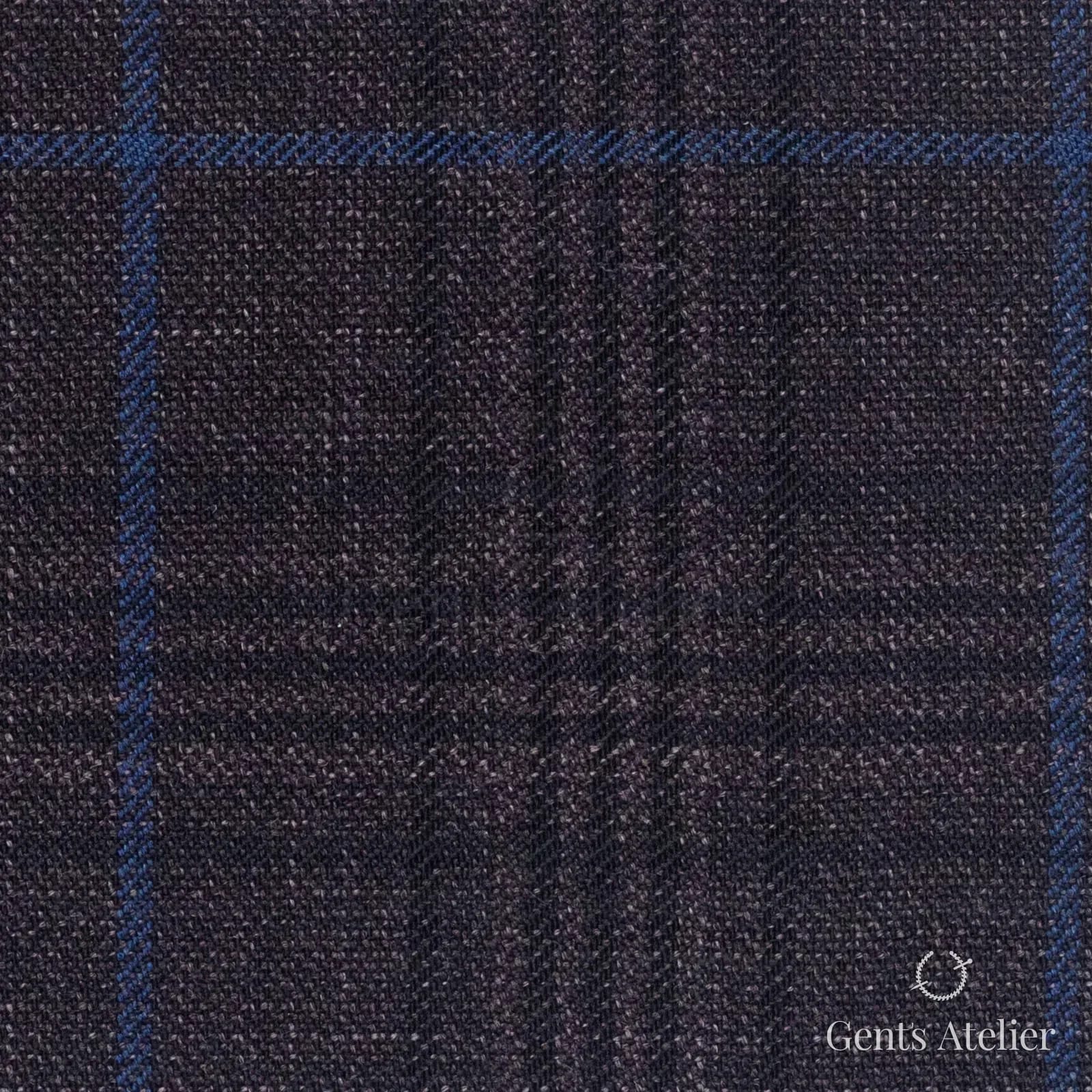 Костюмная ткань Marzoni 600 - 520 / 1000 — Коричневый / Синий, оконная клетка, 100% шерсть