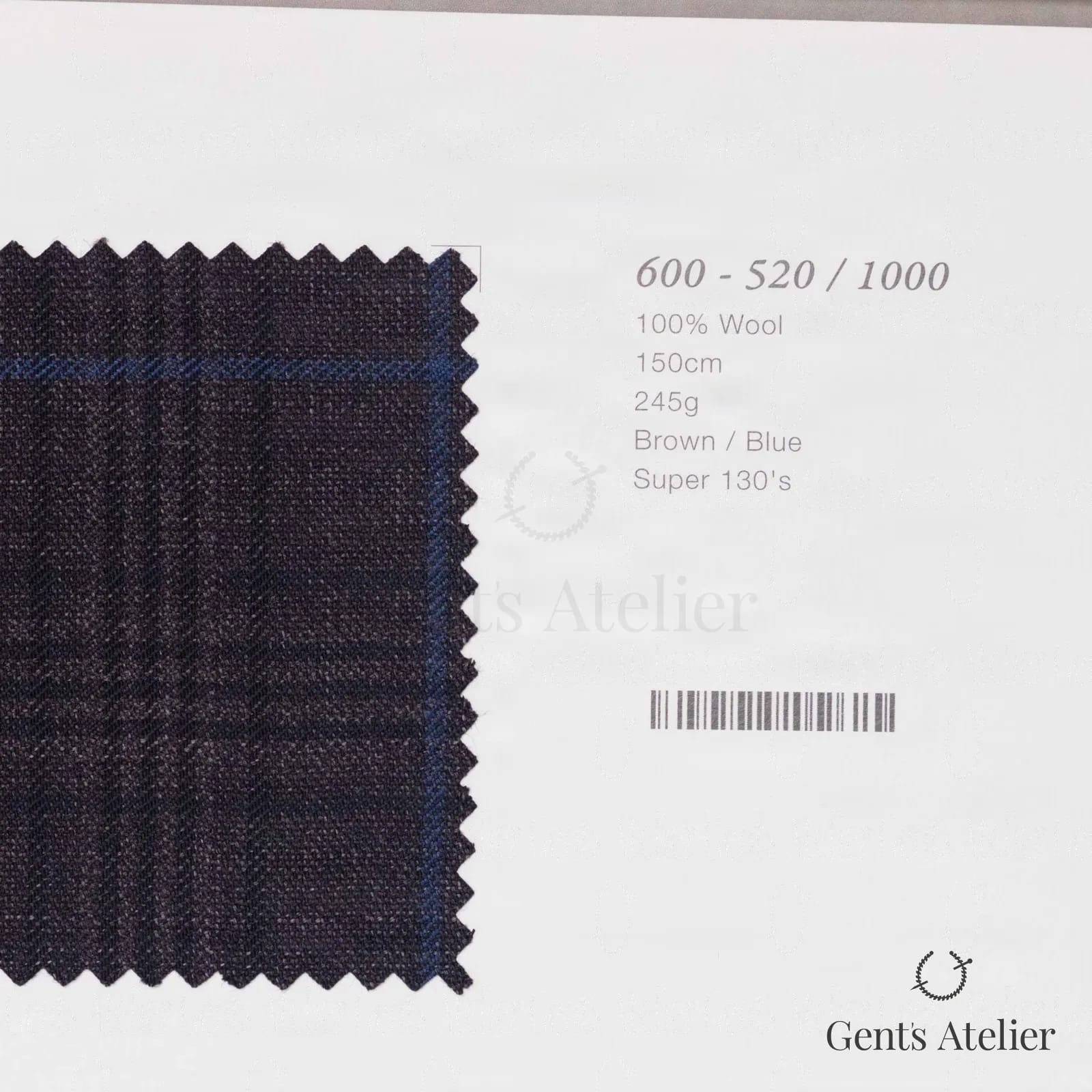 Образец ткани Marzoni 600 - 520 / 1000 с этикеткой — Коричневый / Синий