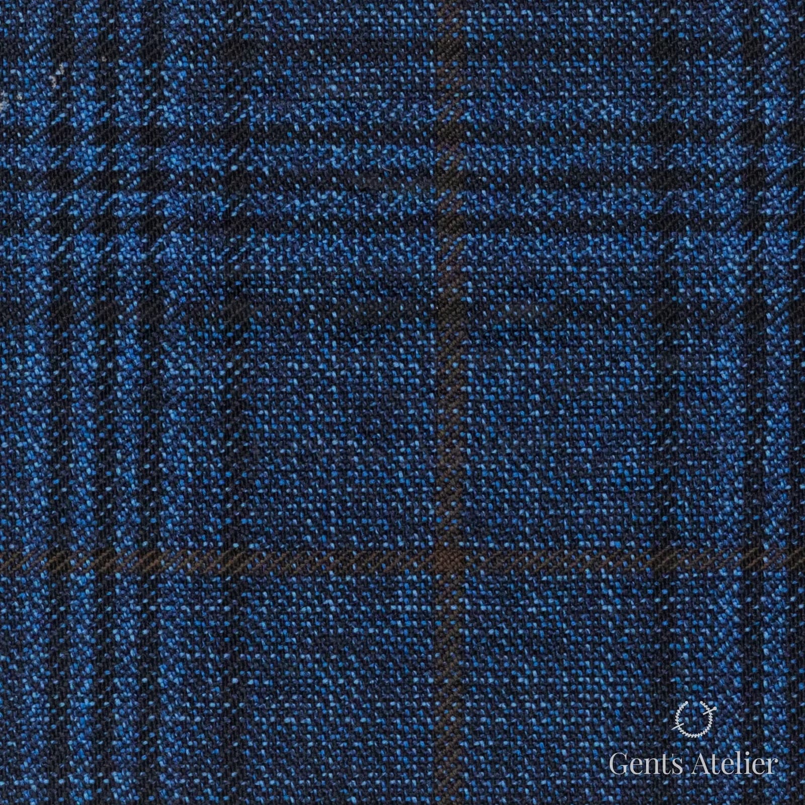 Костюмная ткань Marzoni 600 - 521 / 1000 — Синий / Коричневый, клетка, 100% шерсть