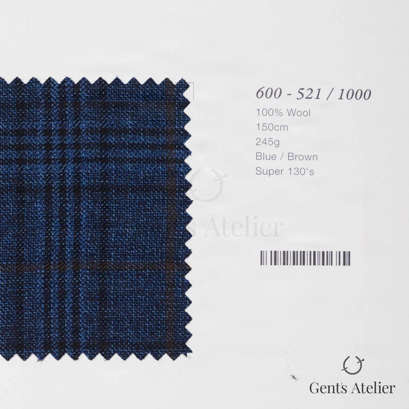Образец ткани Marzoni 600 - 521 / 1000 с этикеткой — Синий / Коричневый