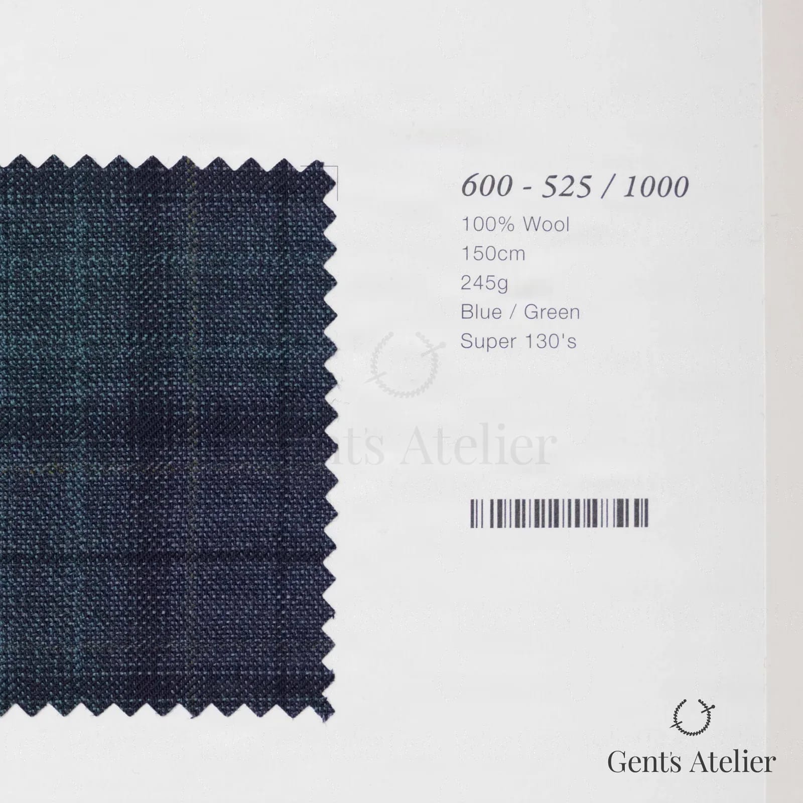 Образец ткани Marzoni 600 - 525 / 1000 с этикеткой — Синий / Зелёный