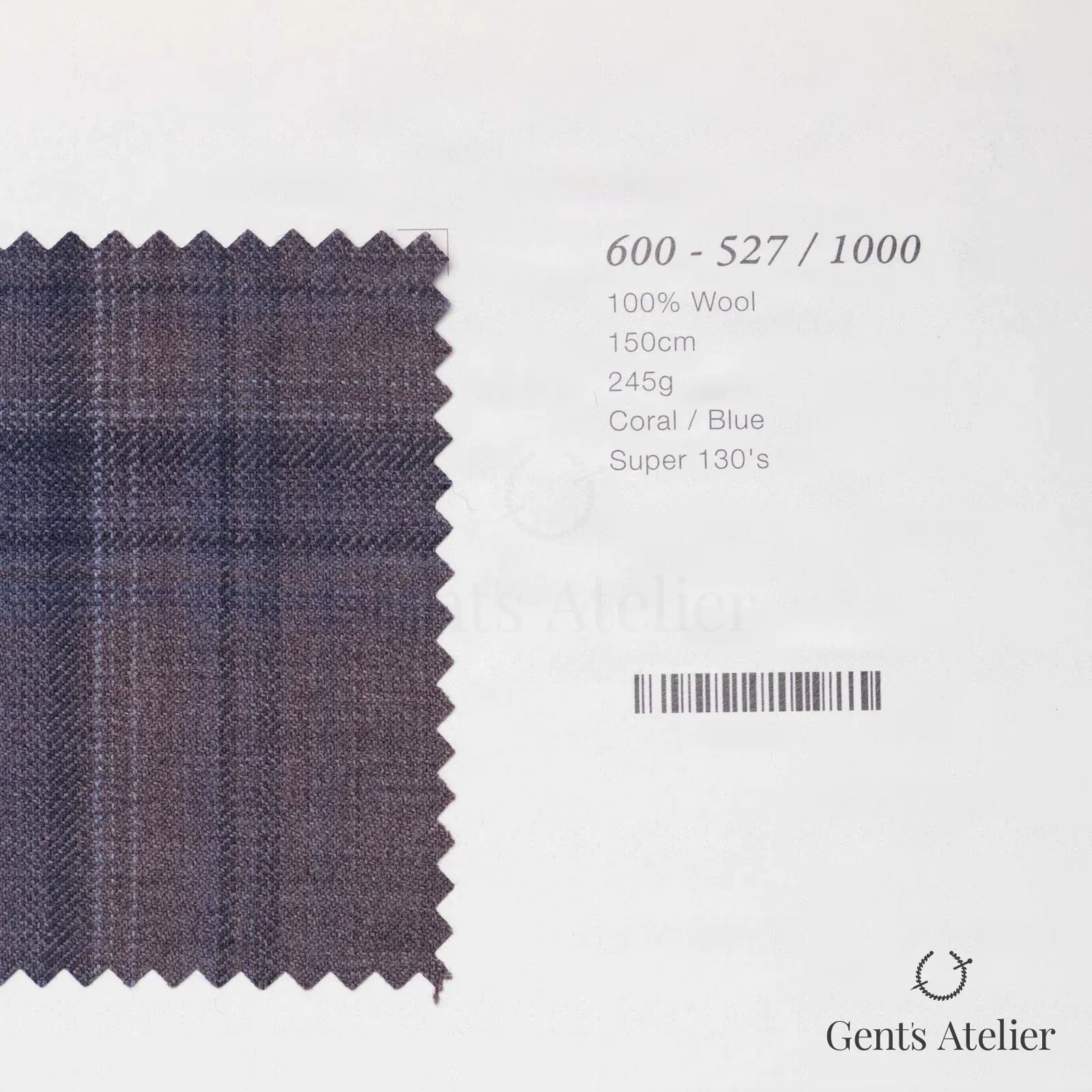 Образец ткани Marzoni 600 - 527 / 1000 с этикеткой — Coral / Синий