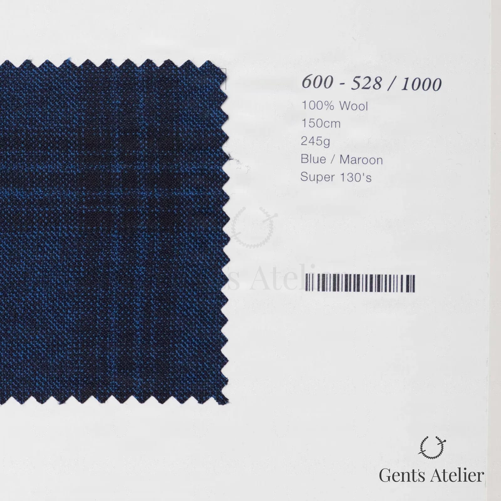 Образец ткани Marzoni 600 - 528 / 1000 с этикеткой — Синий / Бордовый