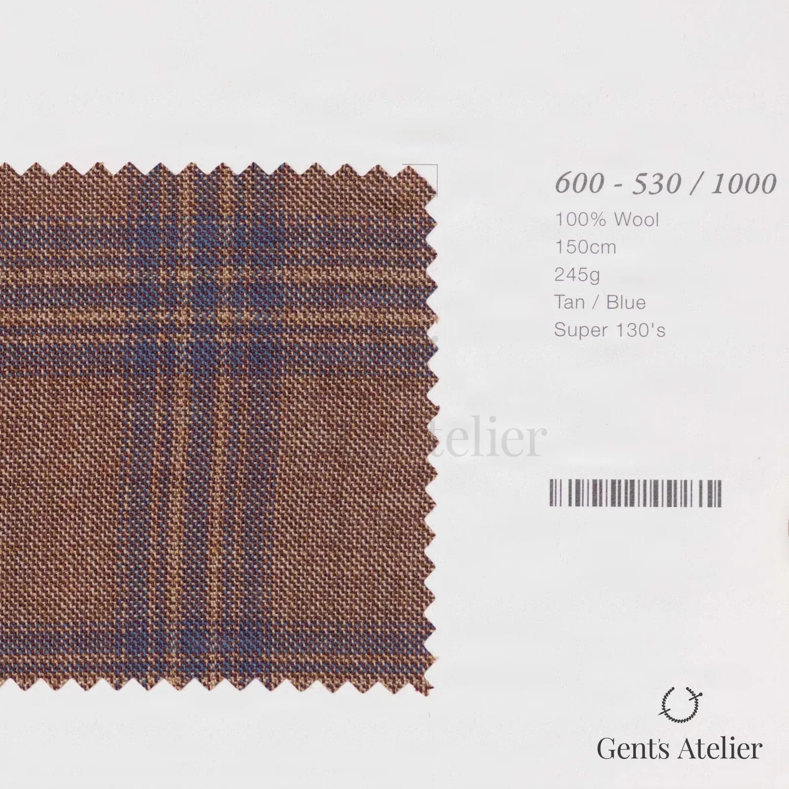 Образец ткани Marzoni 600 - 530 / 1000 с этикеткой — Tan / Синий