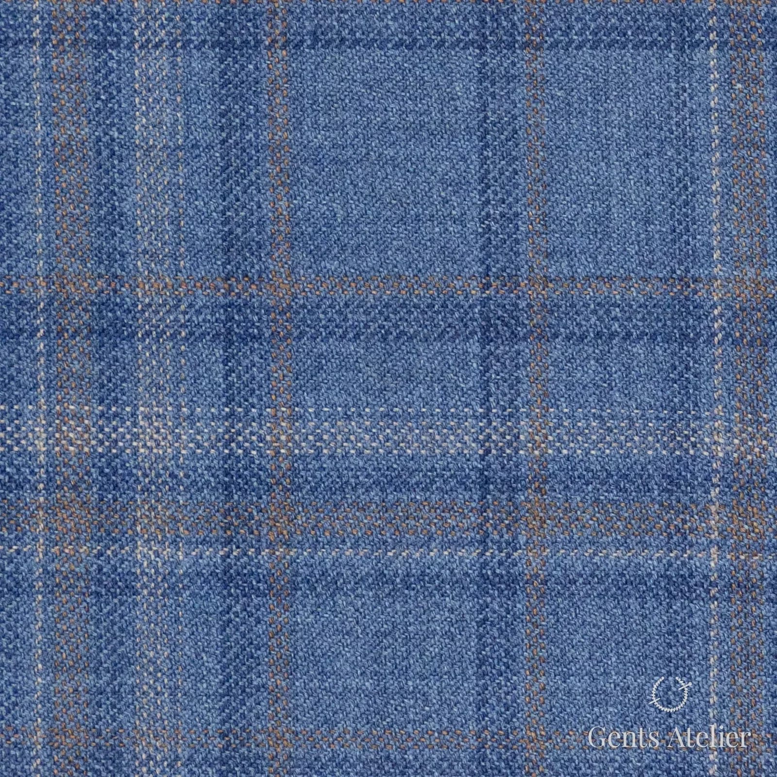 Костюмная ткань Marzoni 600 - 541 / 1000 — Синий / Tan, оконная клетка, 100% шерсть