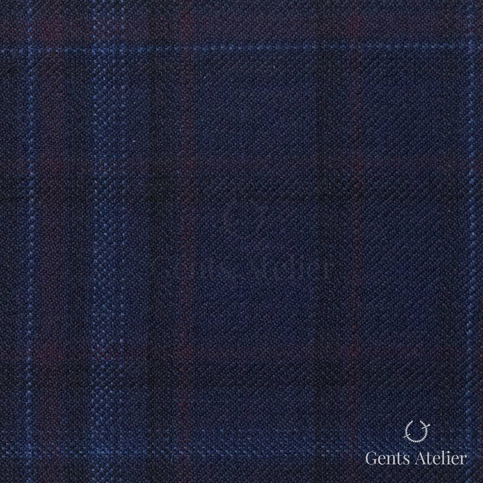 Костюмная ткань Marzoni 600 - 542 / 1000 — Тёмно-синий / Красный, оконная клетка, 100% шерсть