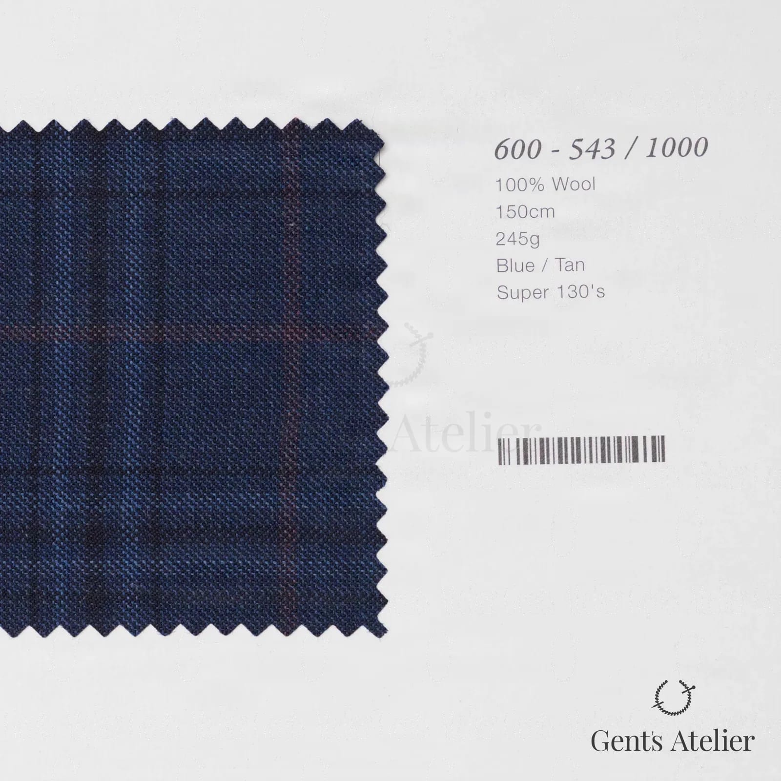 Образец ткани Marzoni 600 - 543 / 1000 с этикеткой — Синий / Tan