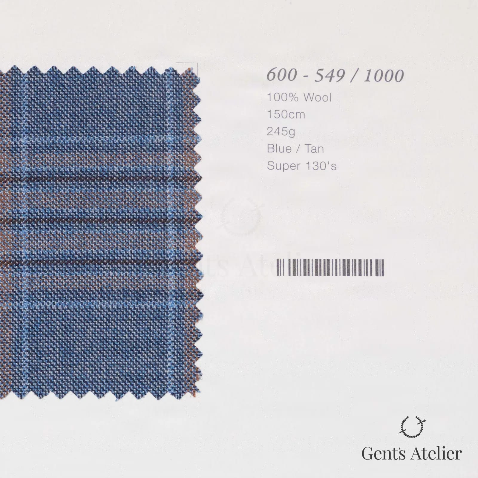 Образец ткани Marzoni 600 - 549 / 1000 с этикеткой — Синий / Tan