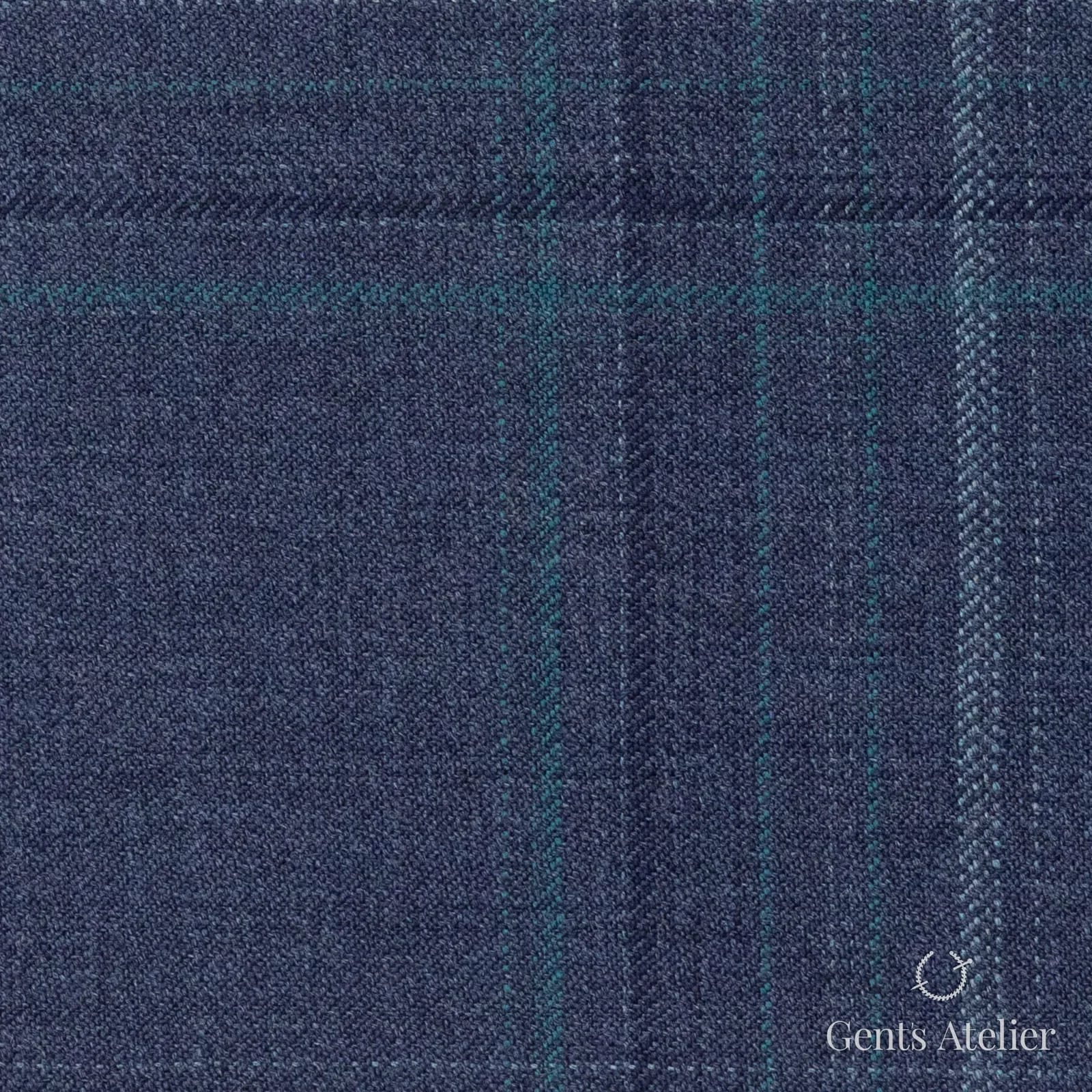 Костюмная ткань Marzoni 600 - 553 / 1000 — Синий / Зелёный, оконная клетка, 100% шерсть