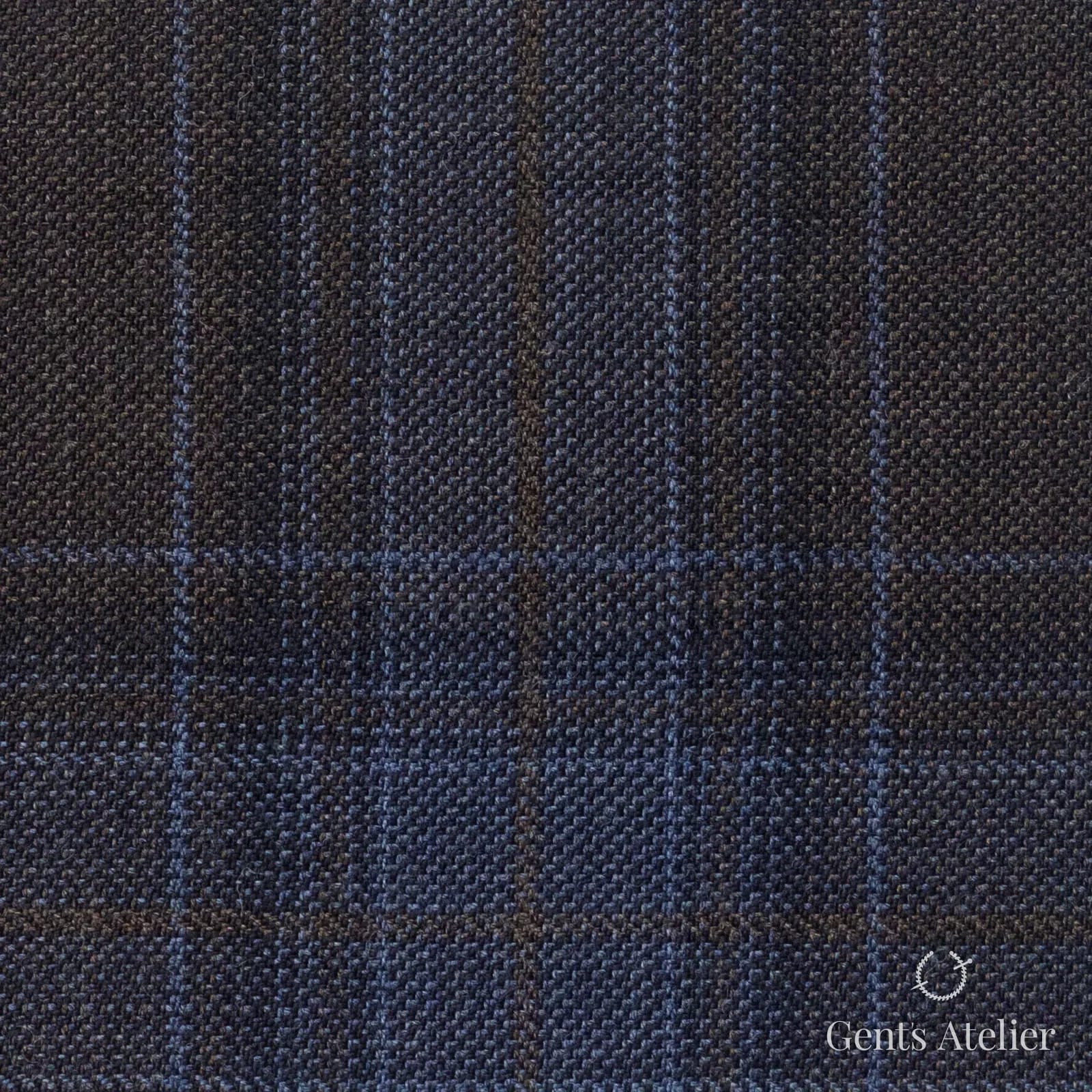 Костюмная ткань Marzoni 600 - 558 / 1000 — Коричневый / Синий, оконная клетка, 100% шерсть