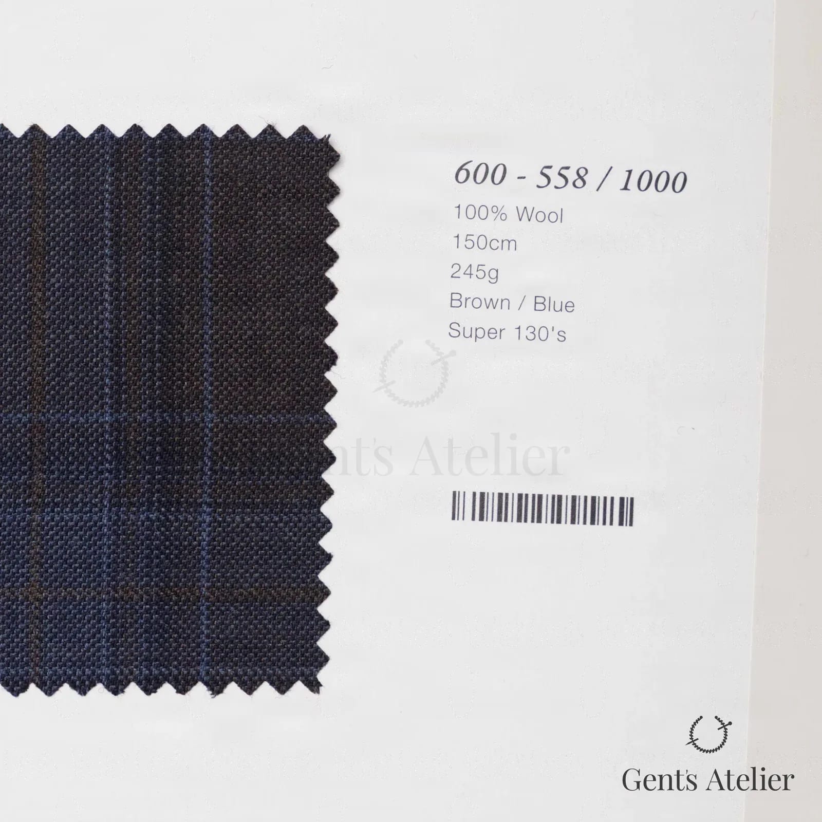 Образец ткани Marzoni 600 - 558 / 1000 с этикеткой — Коричневый / Синий