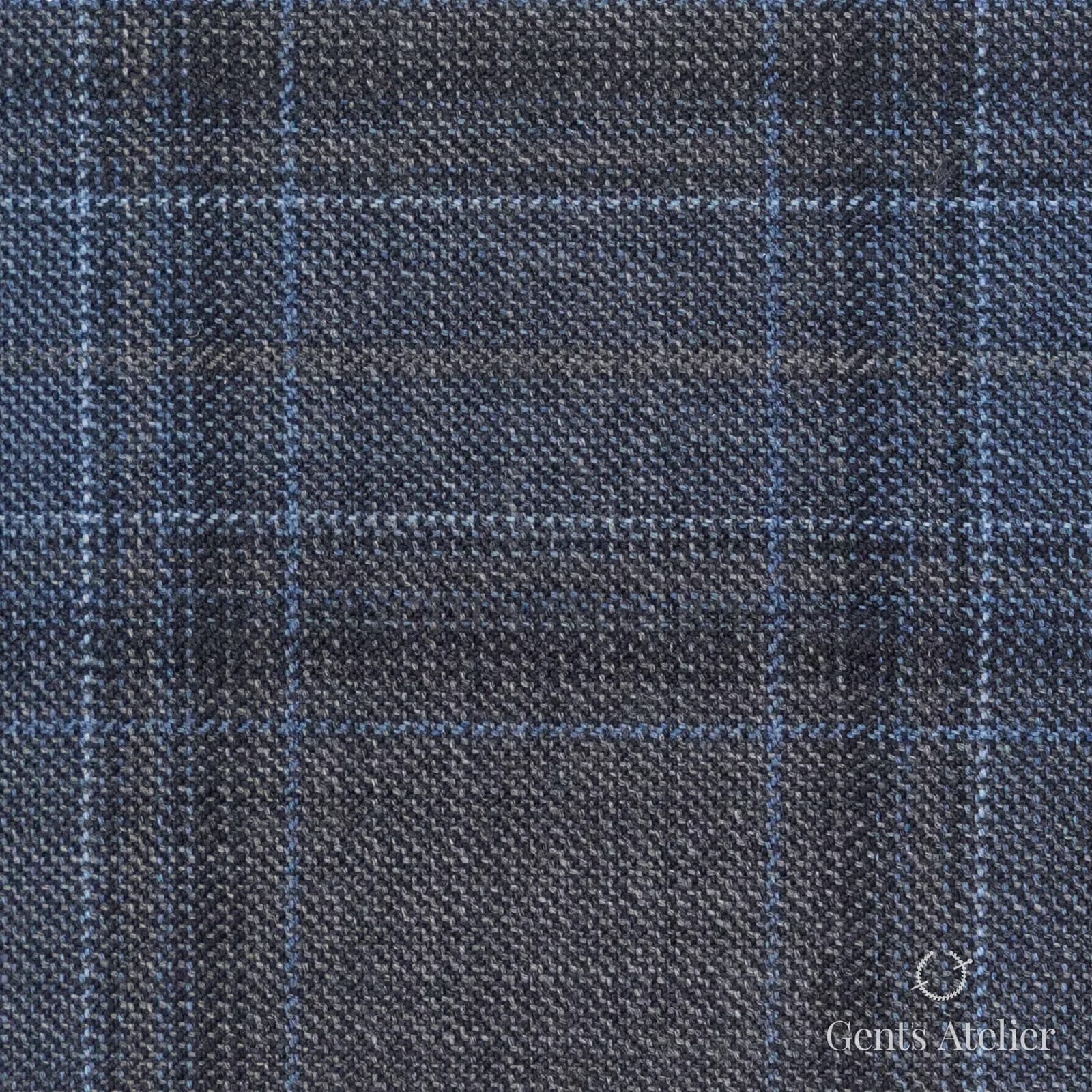 Костюмная ткань Marzoni 600 - 559 / 1000 — Серый / Синий, оконная клетка, 100% шерсть