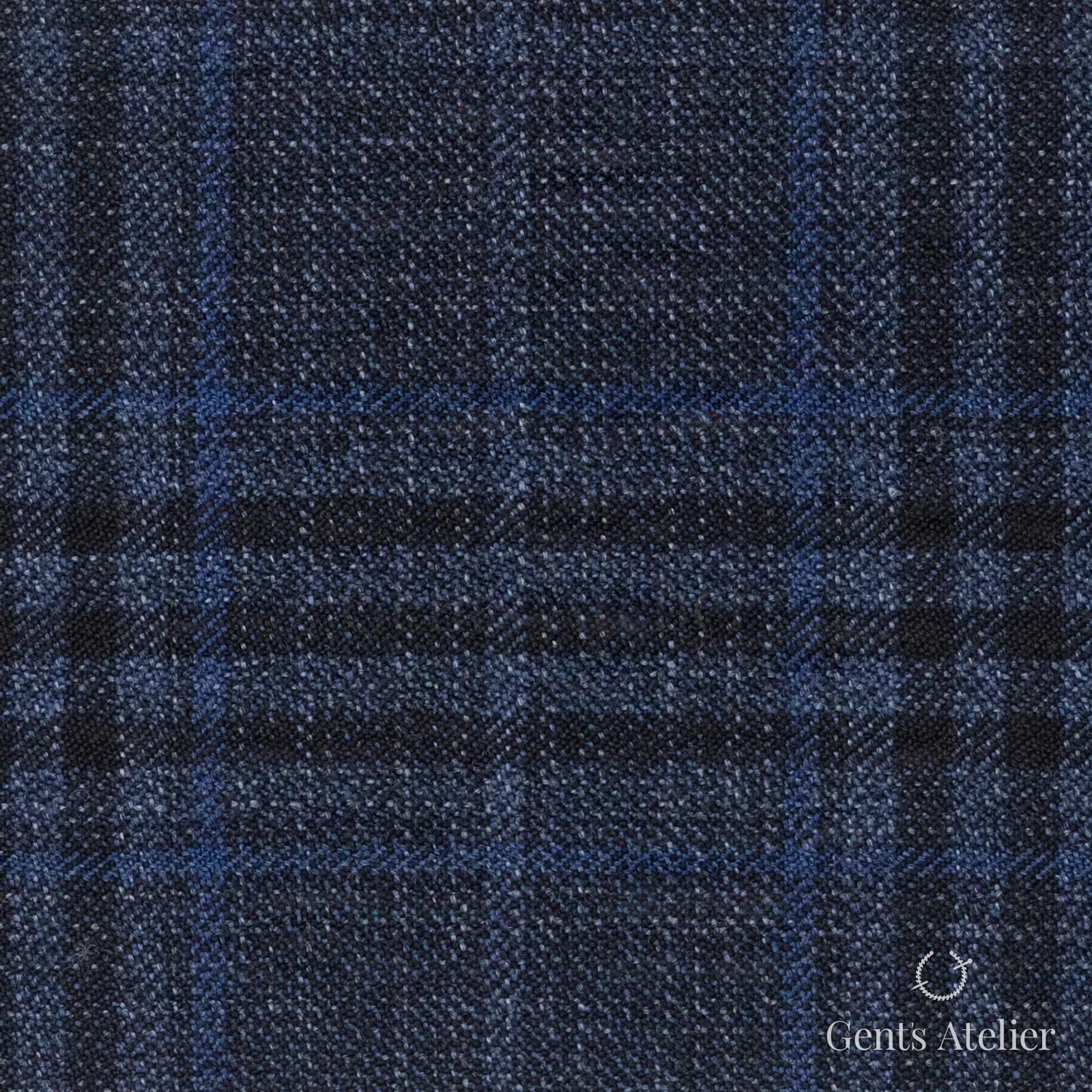 Костюмная ткань Marzoni 600 - 560 / 1000 — Синий / Антрацит, клетка, 100% шерсть