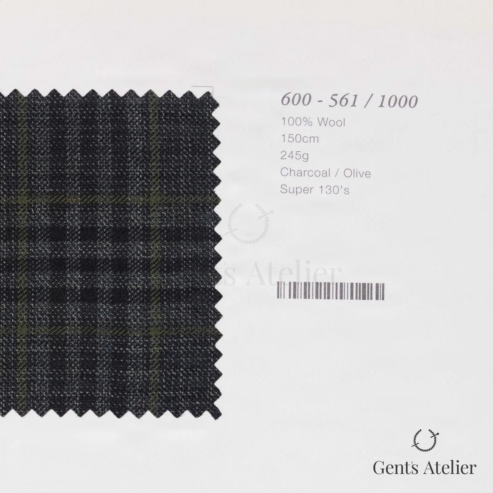 Образец ткани Marzoni 600 - 561 / 1000 с этикеткой — Антрацит / Оливковый
