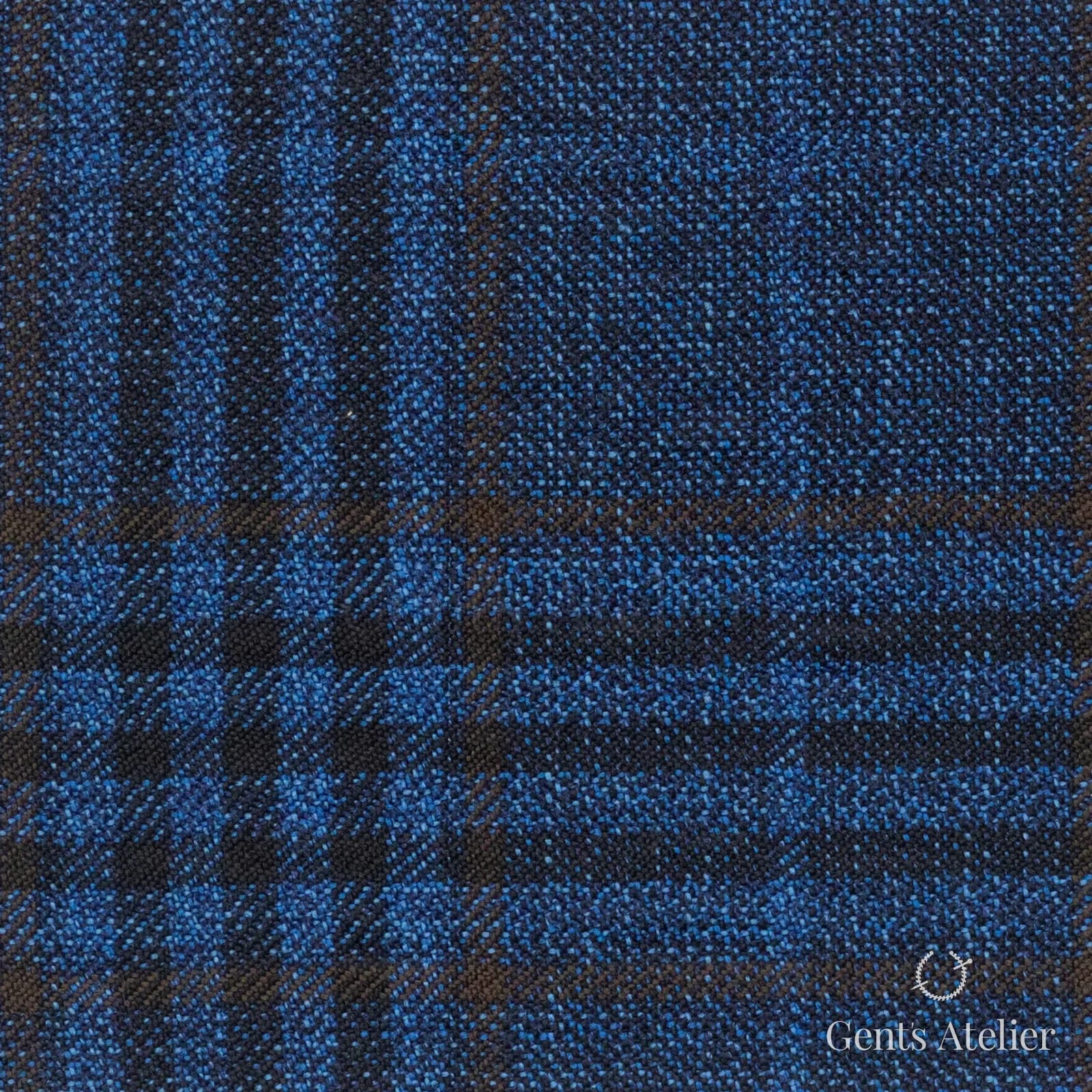 Костюмная ткань Marzoni 600 - 562 / 1000 — Синий / Коричневый, клетка, 100% шерсть