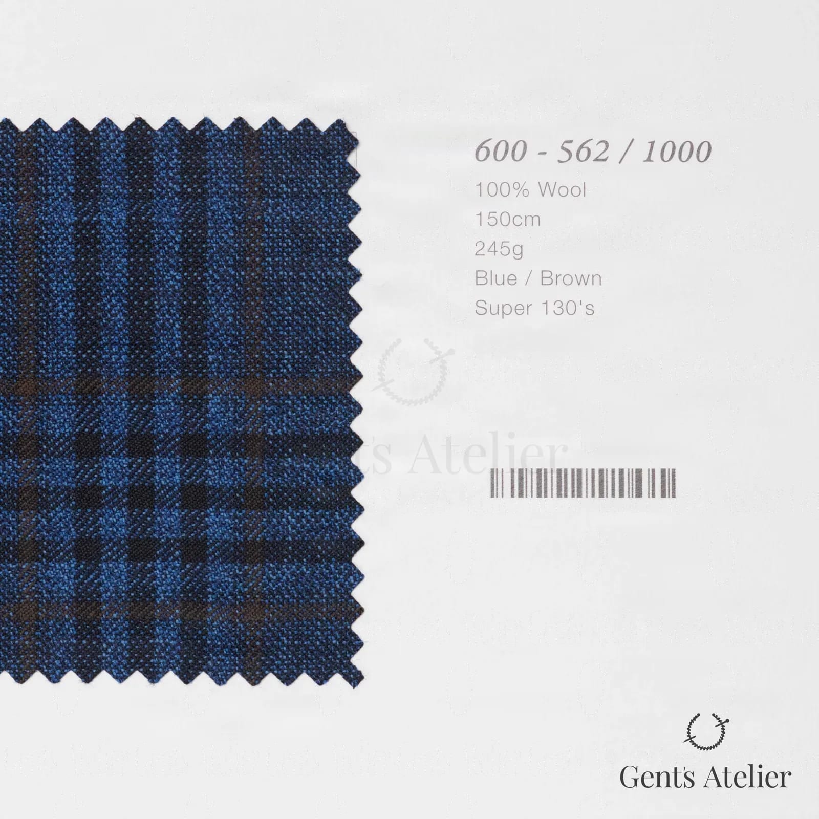 Образец ткани Marzoni 600 - 562 / 1000 с этикеткой — Синий / Коричневый