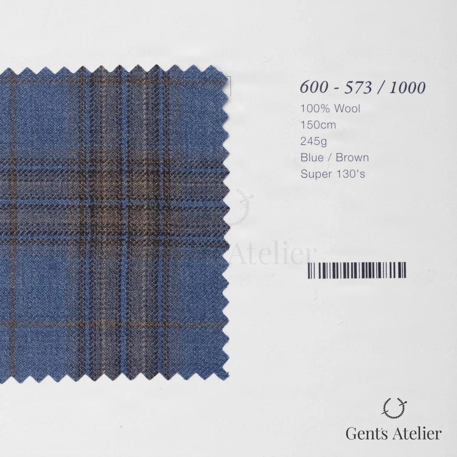 Образец ткани Marzoni 600 - 573 / 1000 с этикеткой — Синий / Коричневый