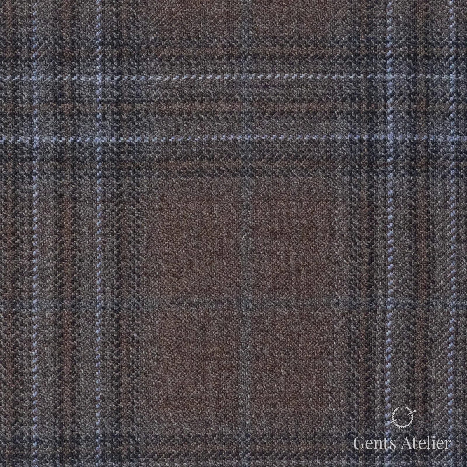 Костюмная ткань Marzoni 600 - 574 / 1000 — Коричневый / Dark Brown, оконная клетка, 100% шерсть