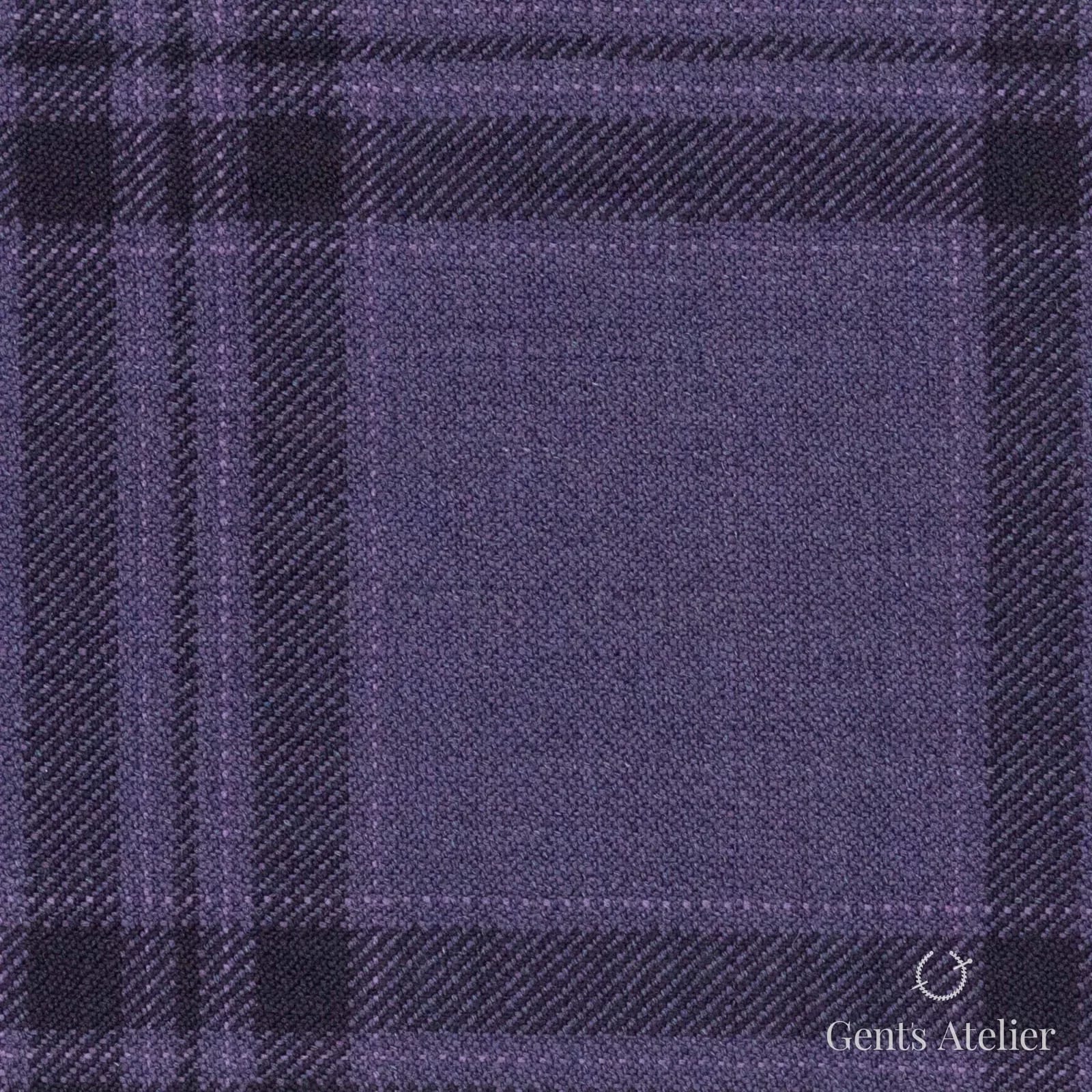 Костюмная ткань Marzoni 600 - 696 / 1000 — Фиолетовый / Чёрный, клетка, 100% шерсть