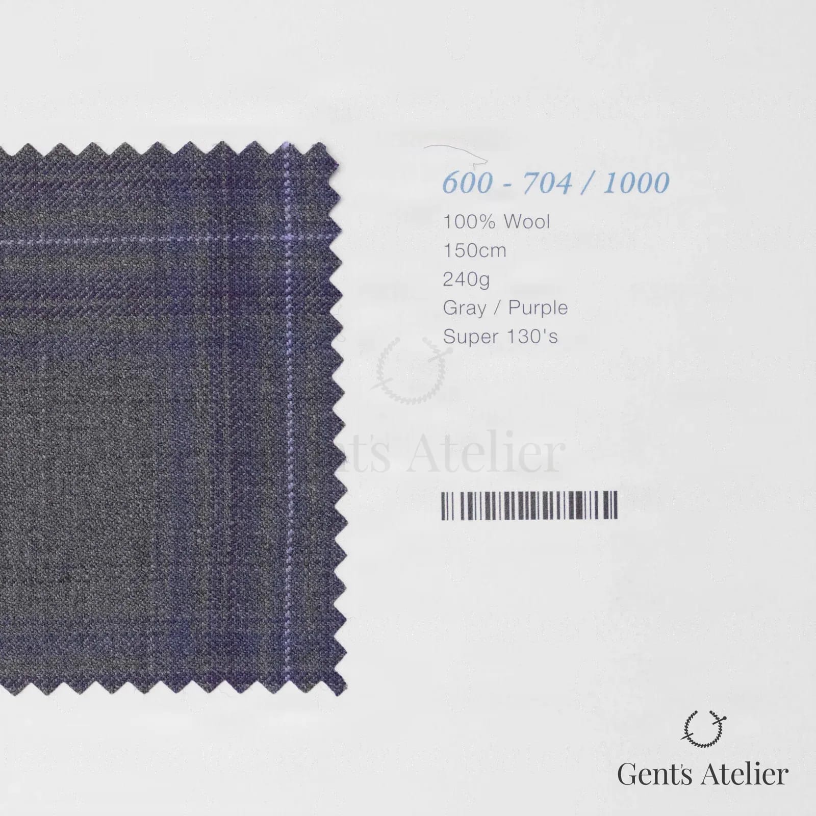 Образец ткани Marzoni 600 - 704 / 1000 с этикеткой — Серый / Фиолетовый