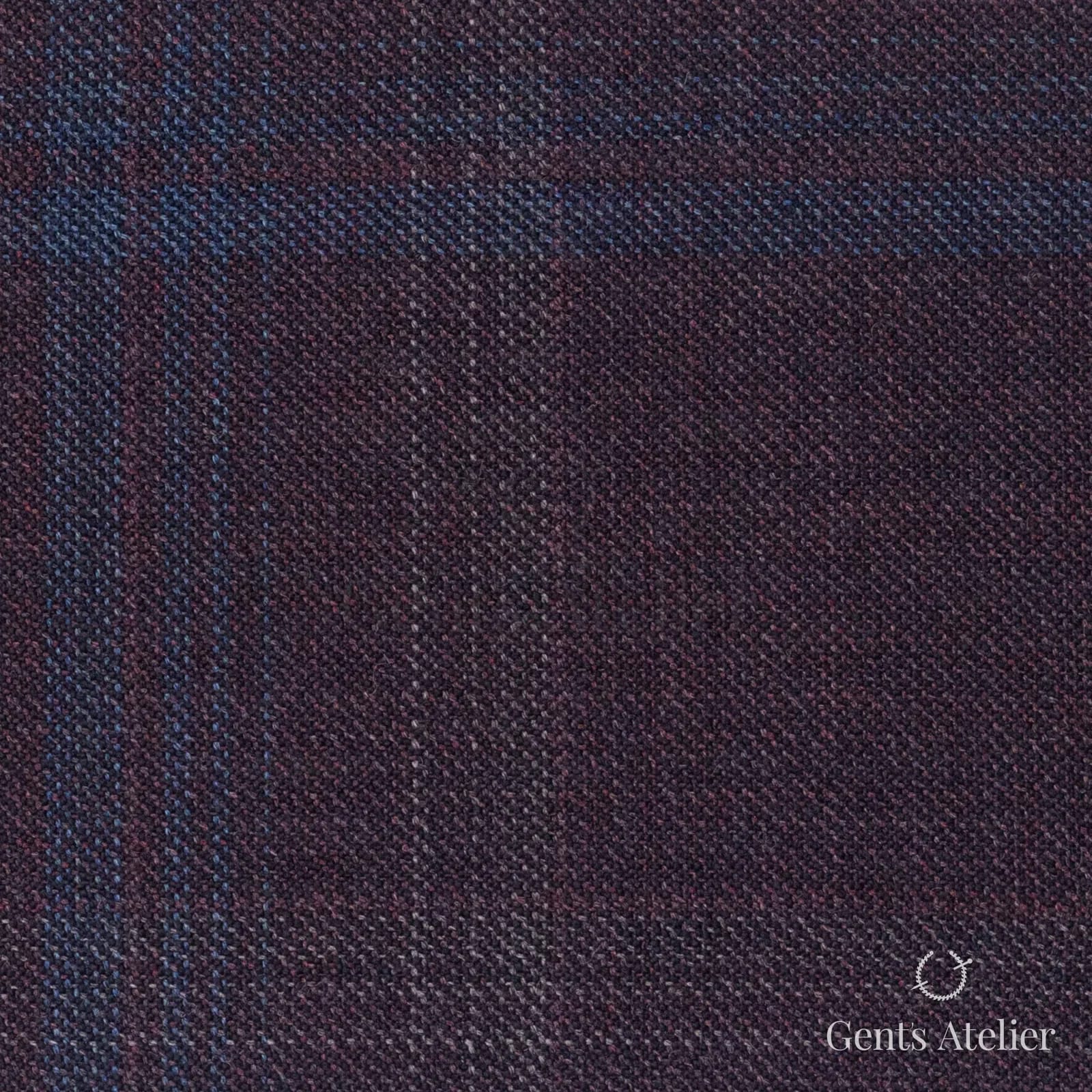Костюмная ткань Marzoni 600 - 708 / 1000 — Бордовый / Тёмно-синий, оконная клетка, 100% шерсть