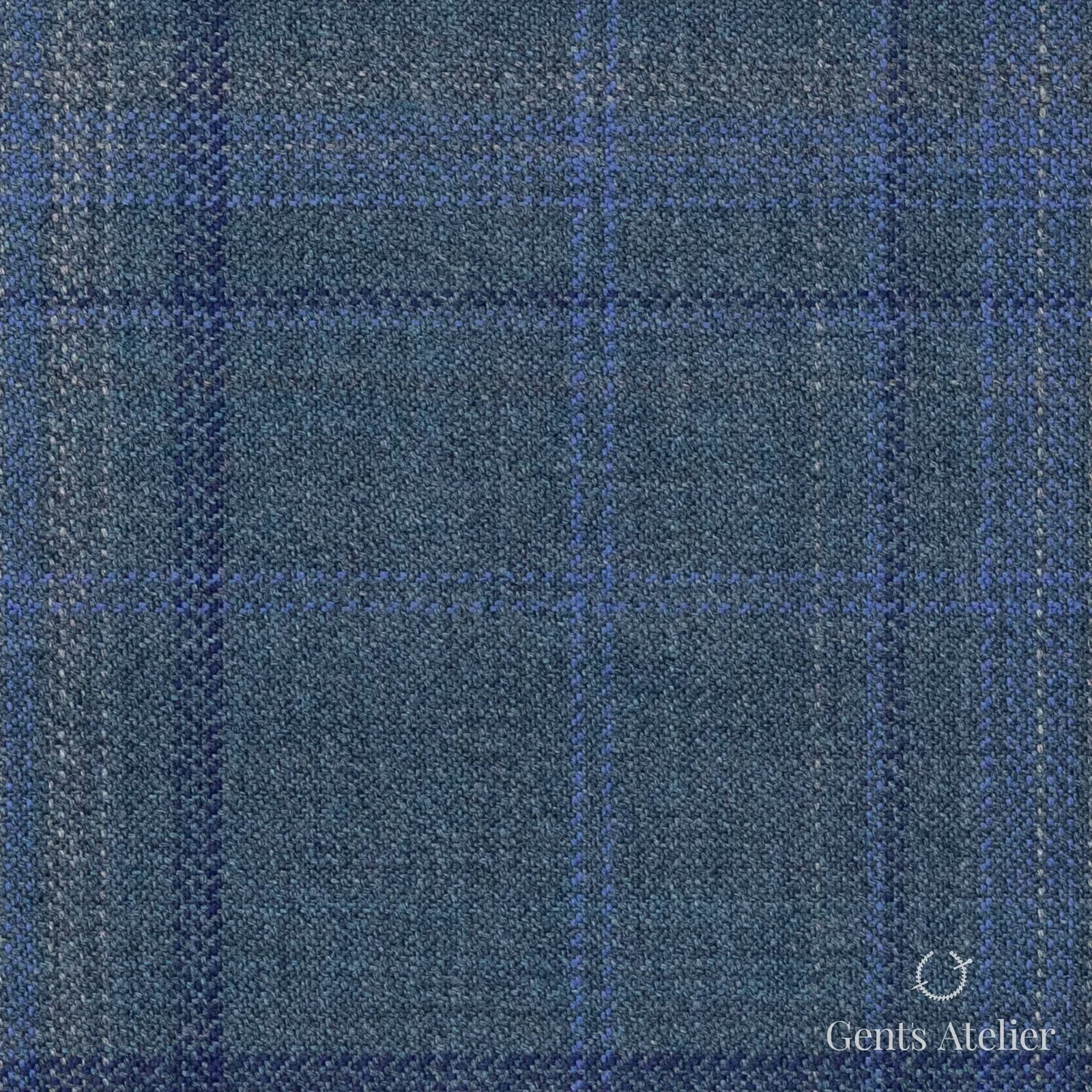 Костюмная ткань Marzoni 600 - 716 / 1000 — Зелёный / Тёмно-синий, оконная клетка, 100% шерсть