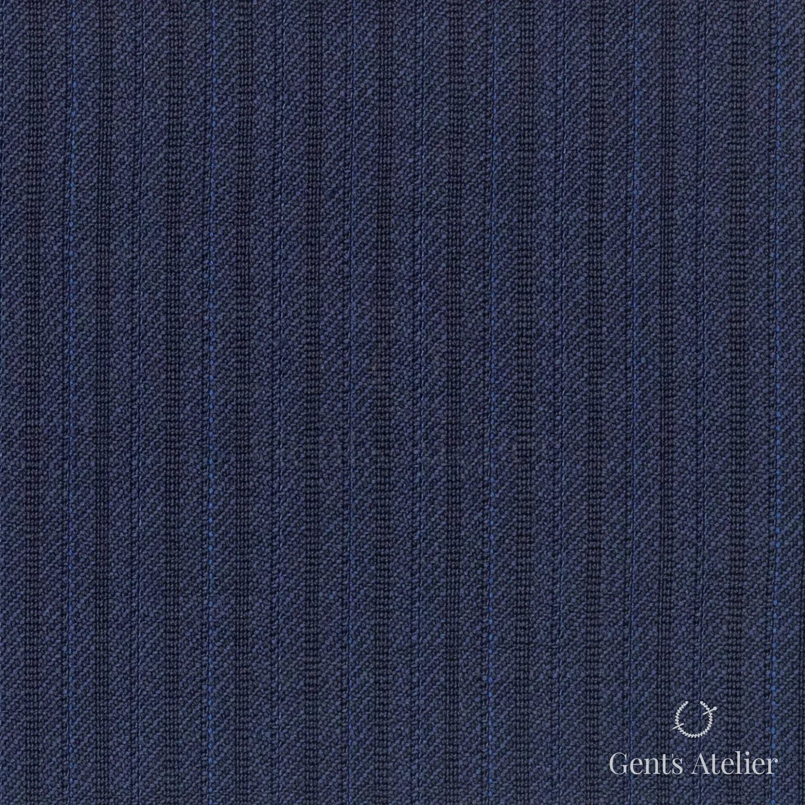 Костюмная ткань Marzoni 609 - 872 / 1000 — Тёмно-синий / Синий, полоса, 100% шерсть